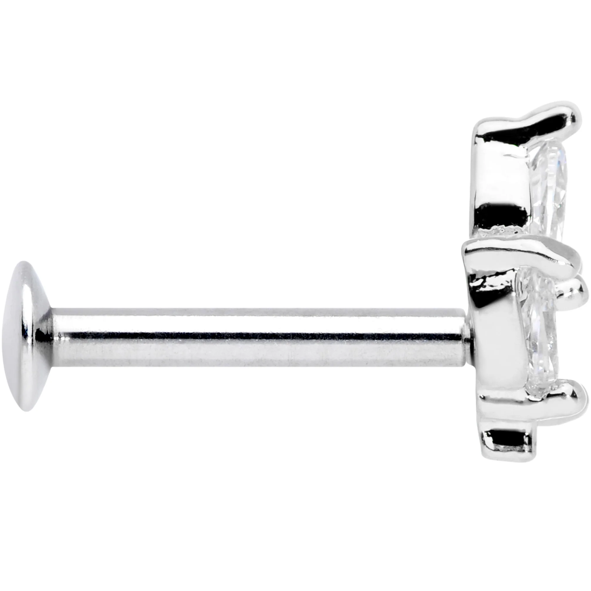 16G 5/16 CZ Gem Leaf Threadless Push In Labret Tragus - Image 3