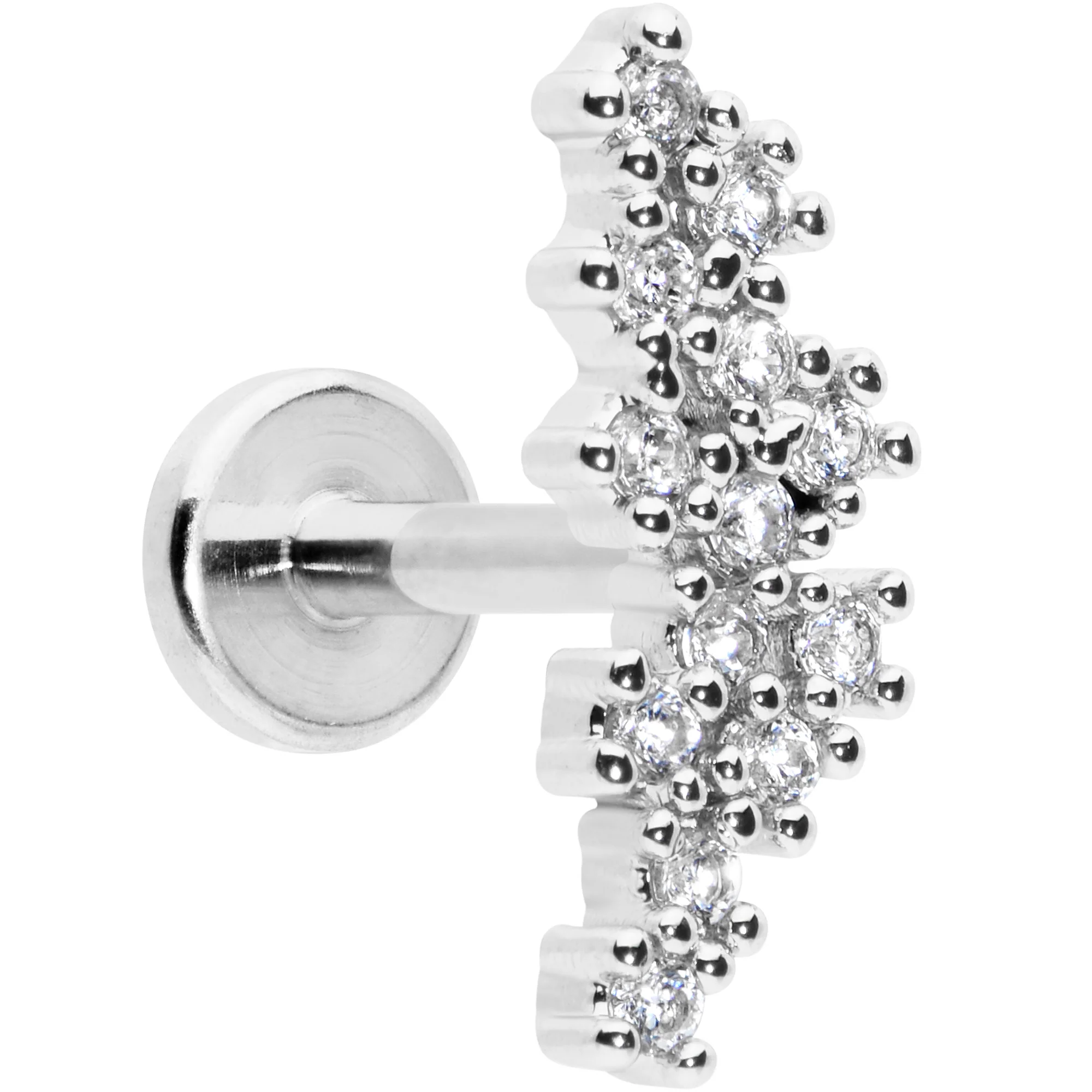 16G 5/16 CZ Gem Texture Arc Internal Thread Labret Monroe Tragus