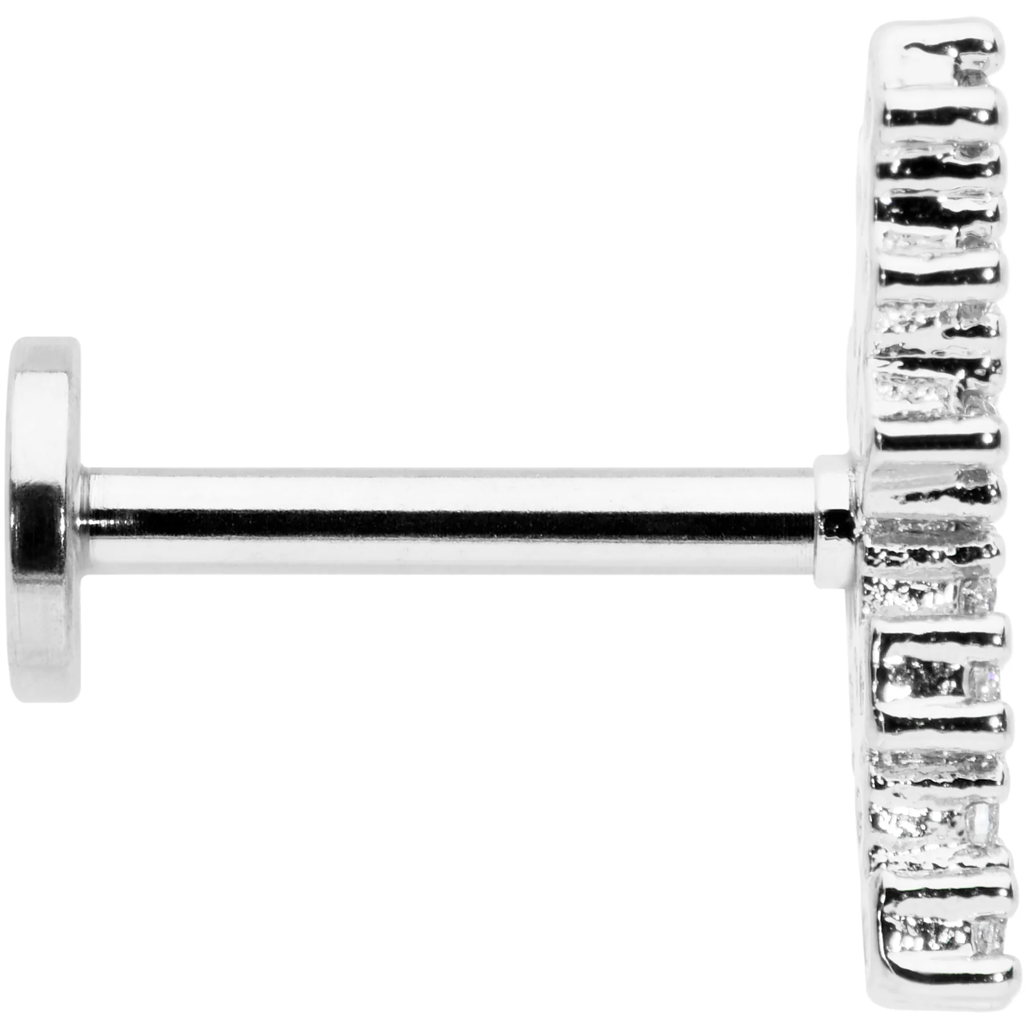 16G 5/16 CZ Gem Texture Arc Internal Thread Labret Monroe Tragus - Image 3