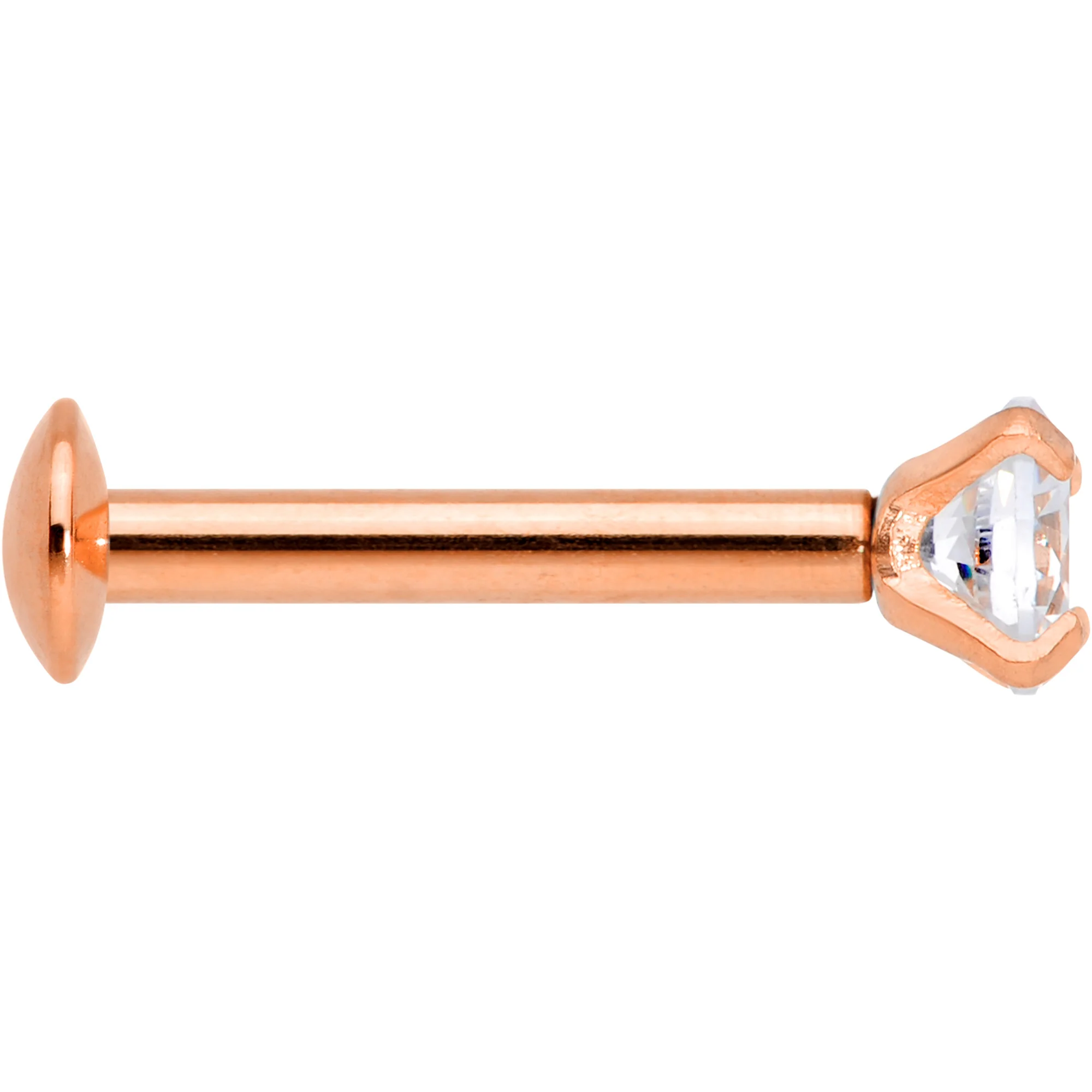 16G 5/16 CZ Rose Gold PVD 3mm Threadless Push In Labret Tragus - Image 3