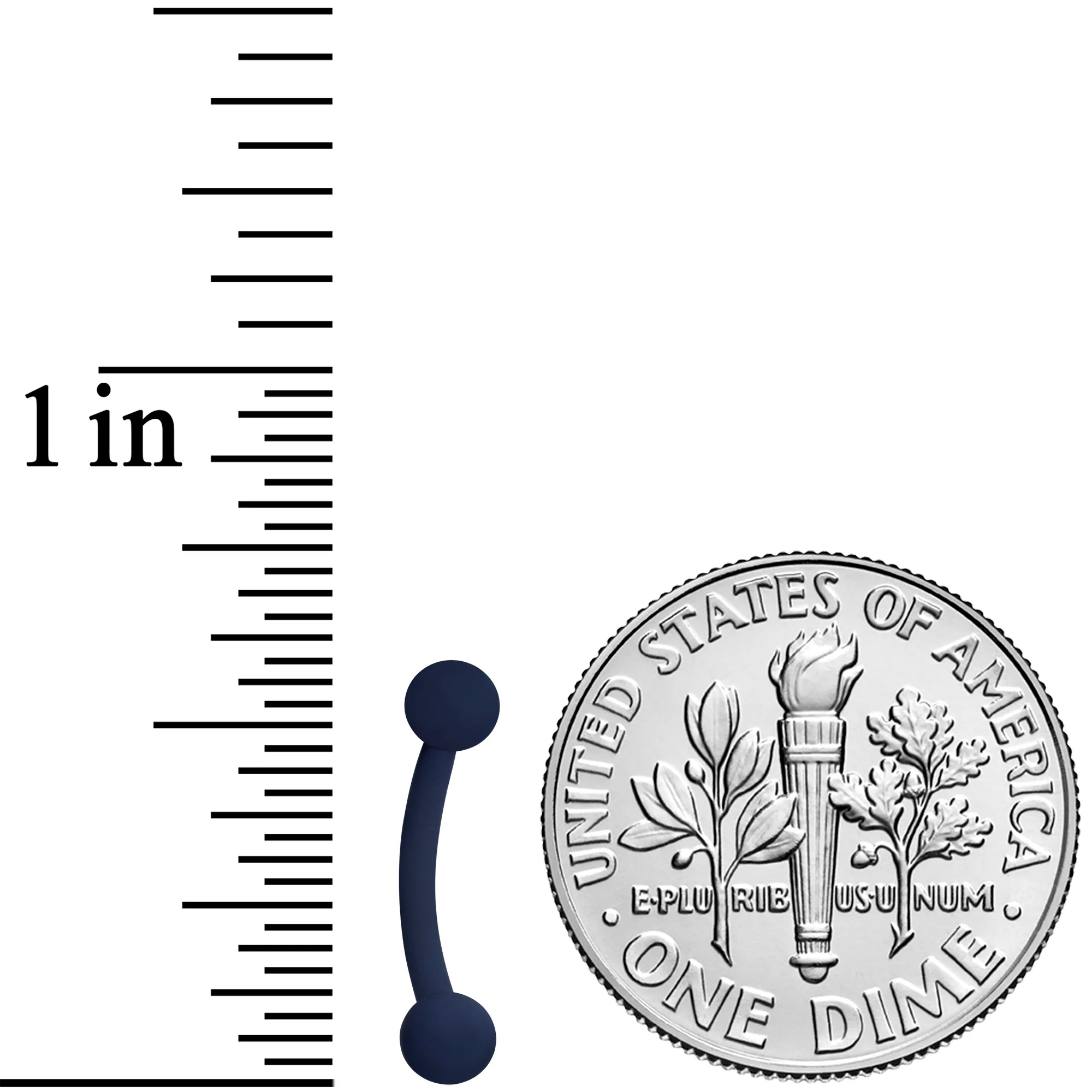 16G 5/16 Dark Blue Acrylic Matte Curved Eyebrow Ring - Image 2