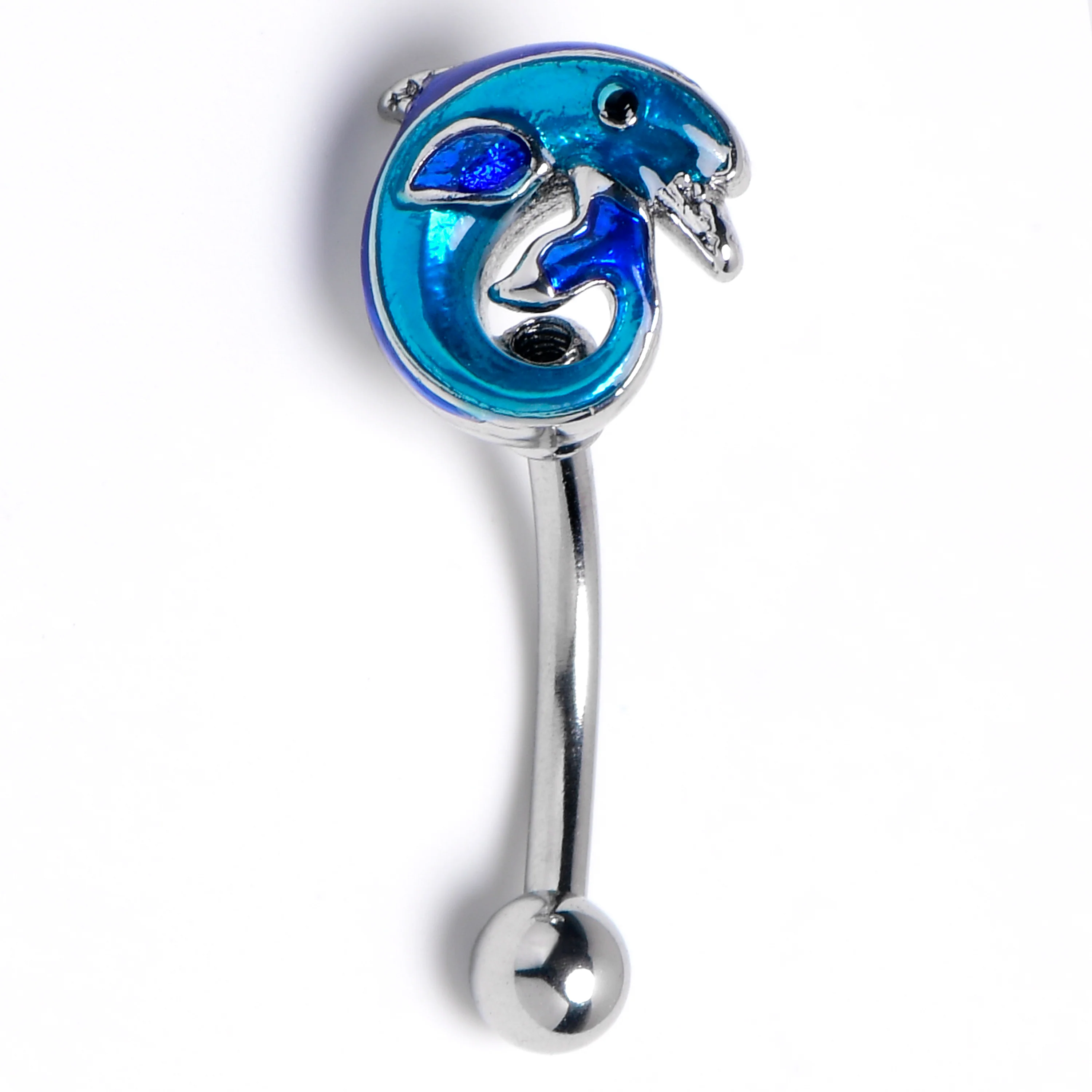 16G 5/16 Dolphin Blue Beauty Curved Eyebrow Ring