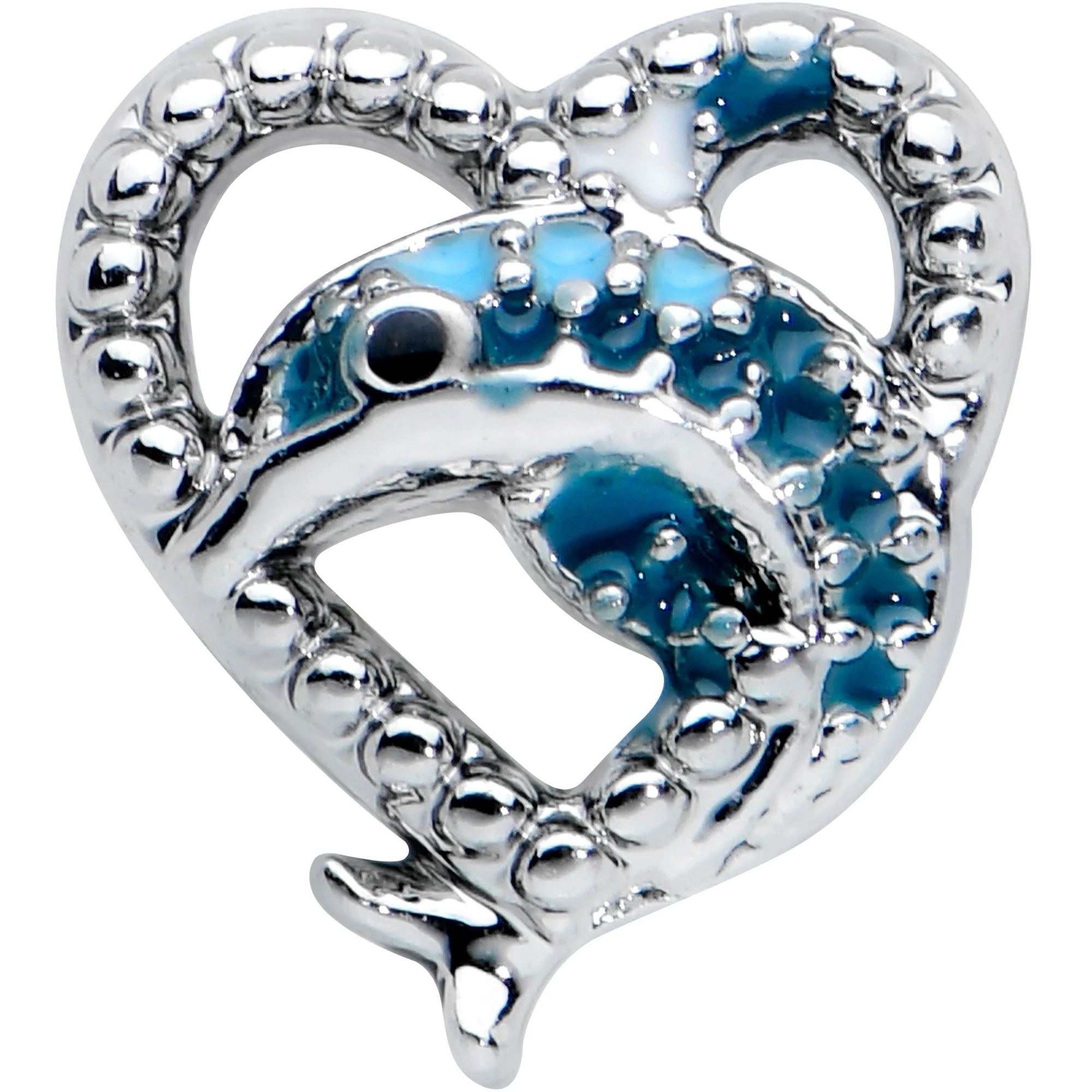 16G 5/16 Dolphin Blue Heart Valentines Day Labret Monroe Tragus - Image 2
