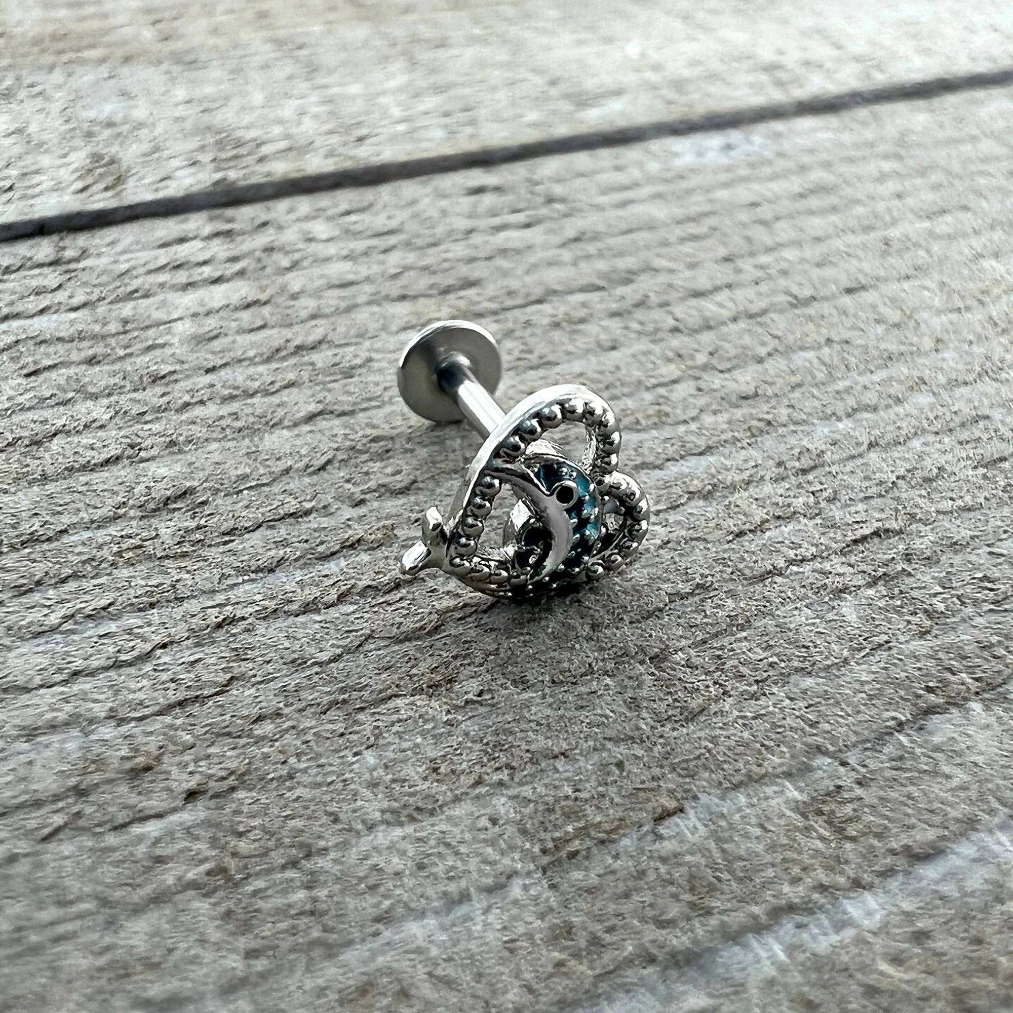 16G 5/16 Dolphin Blue Heart Valentines Day Labret Monroe Tragus - Image 5
