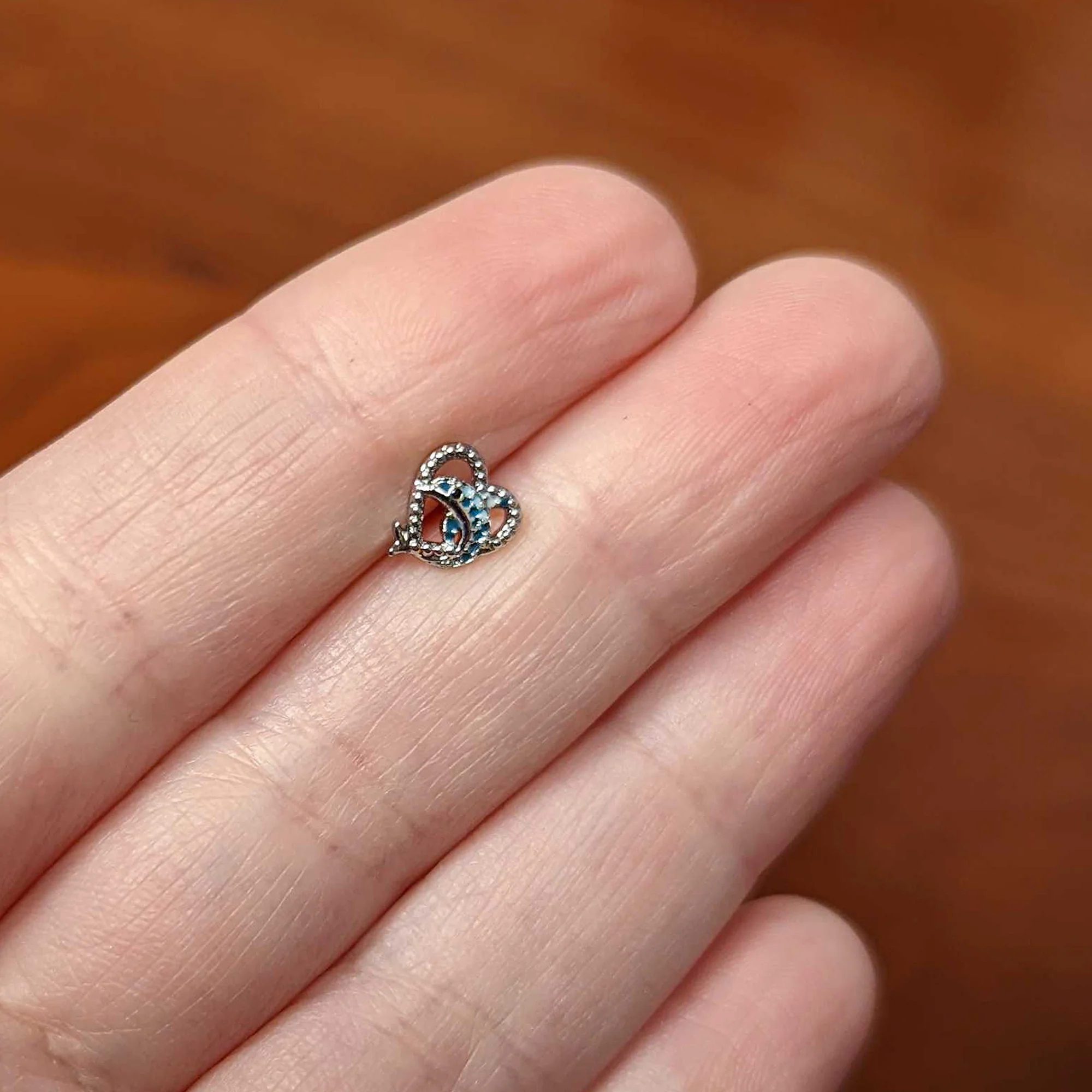 16G 5/16 Dolphin Blue Heart Valentines Day Labret Monroe Tragus - Image 6