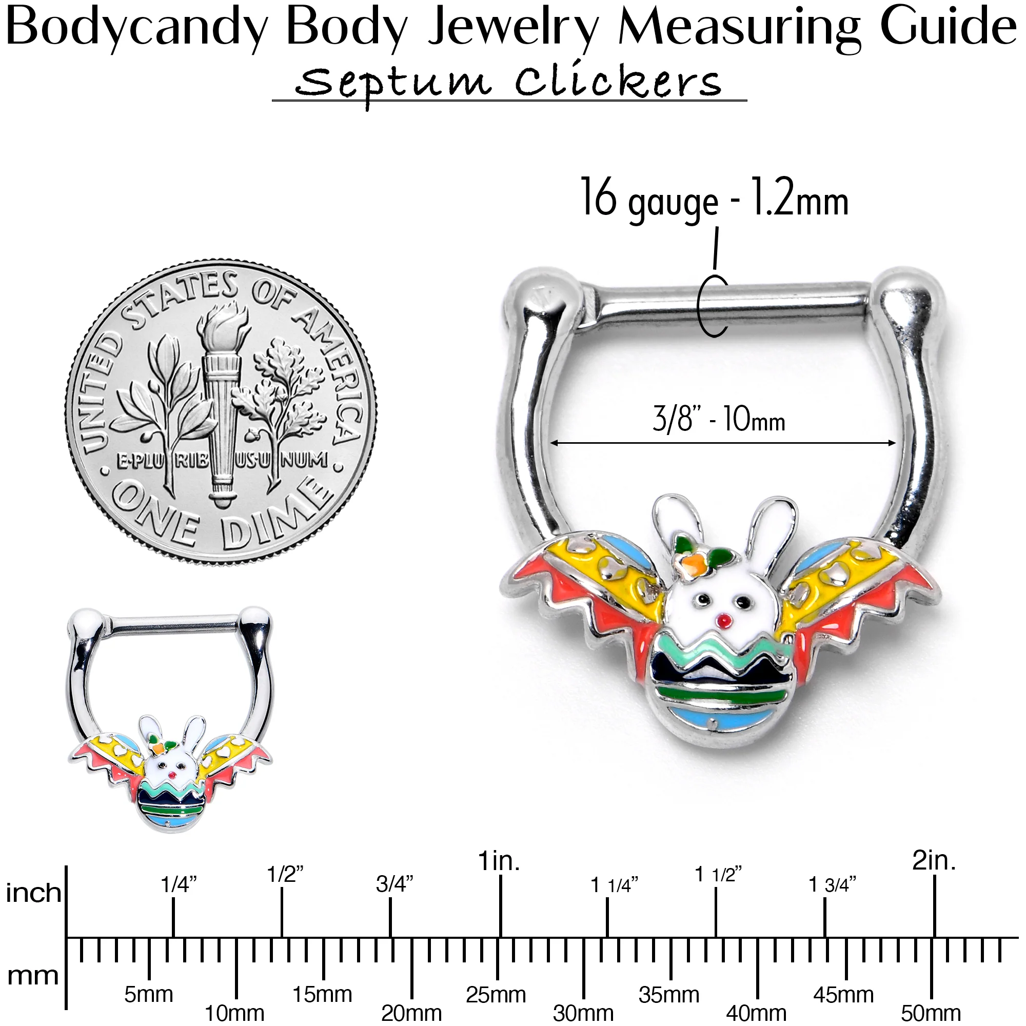 16G 5/16 Easter Egg Bunny Cartilage Clicker - Image 7