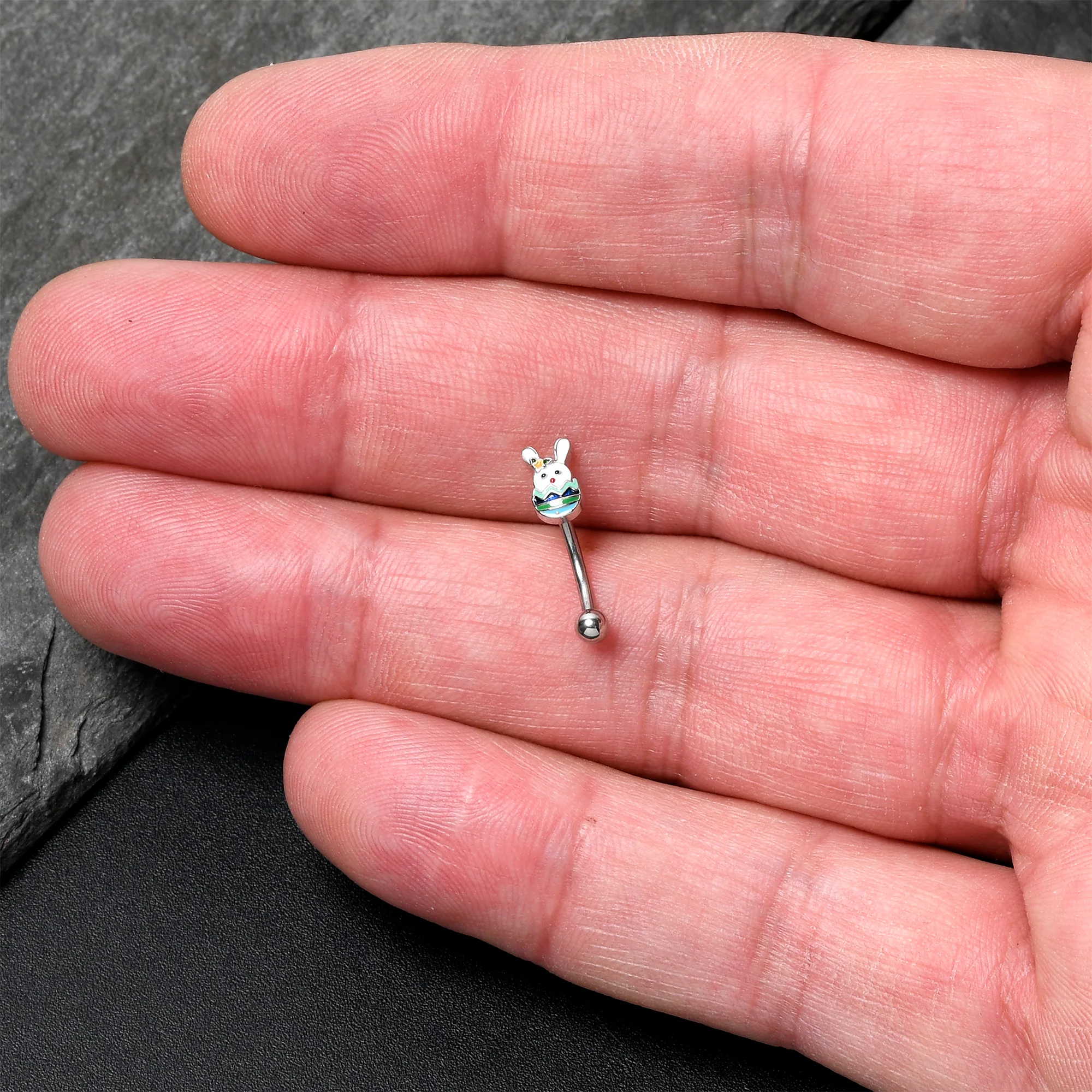 16G 5/16 Easter Egg Bunny Curved Eyebrow Ring - Image 3