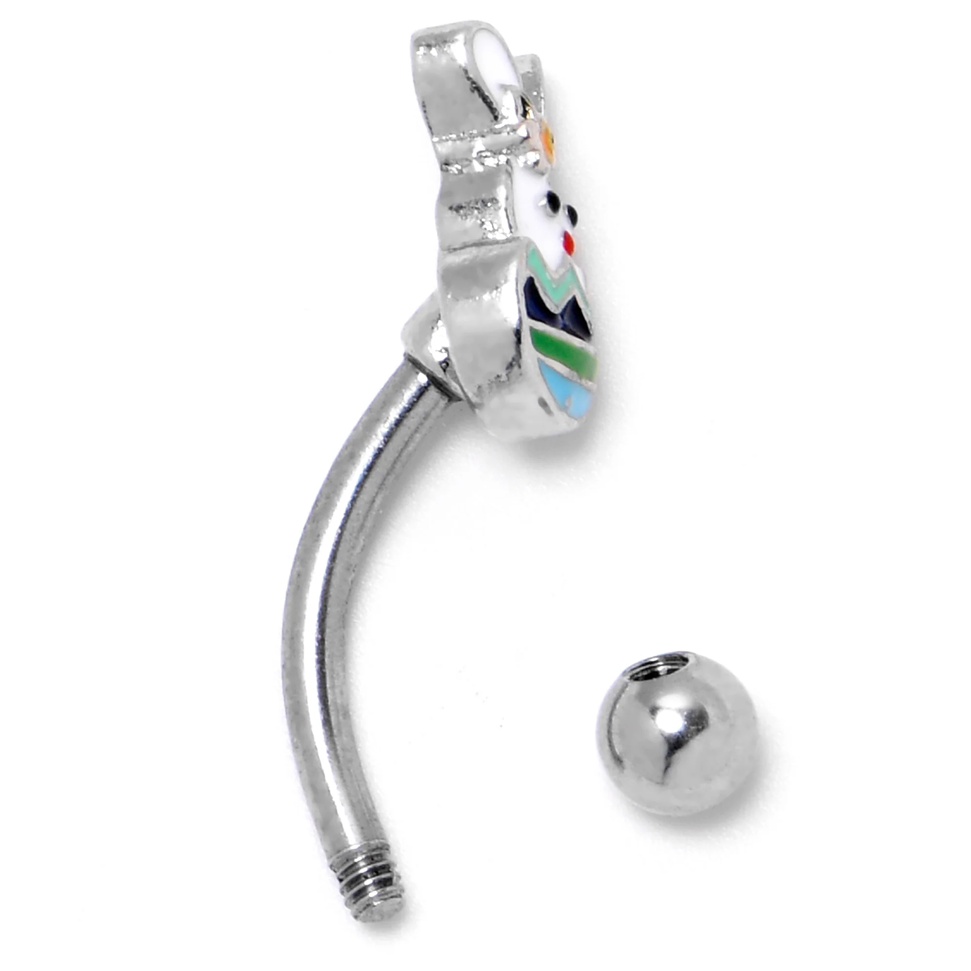 16G 5/16 Easter Egg Bunny Curved Eyebrow Ring - Image 4