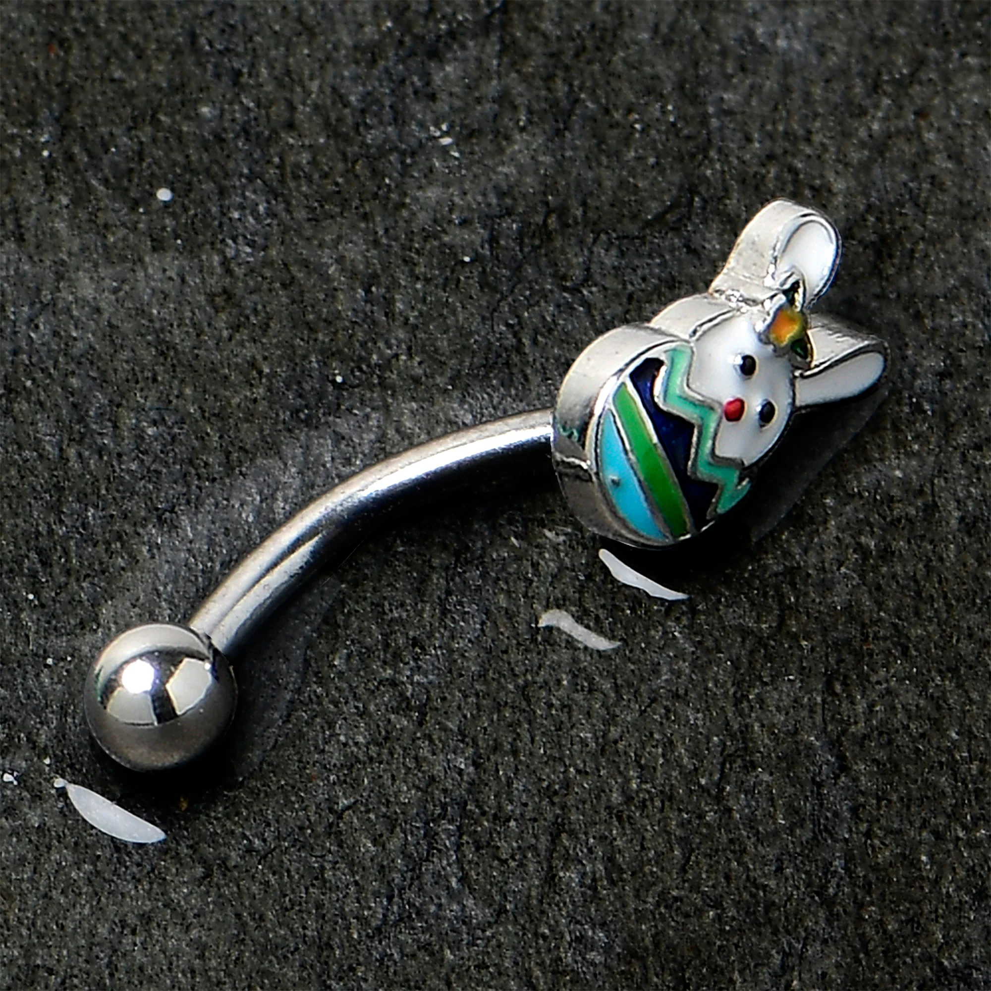 16G 5/16 Easter Egg Bunny Curved Eyebrow Ring - Image 5