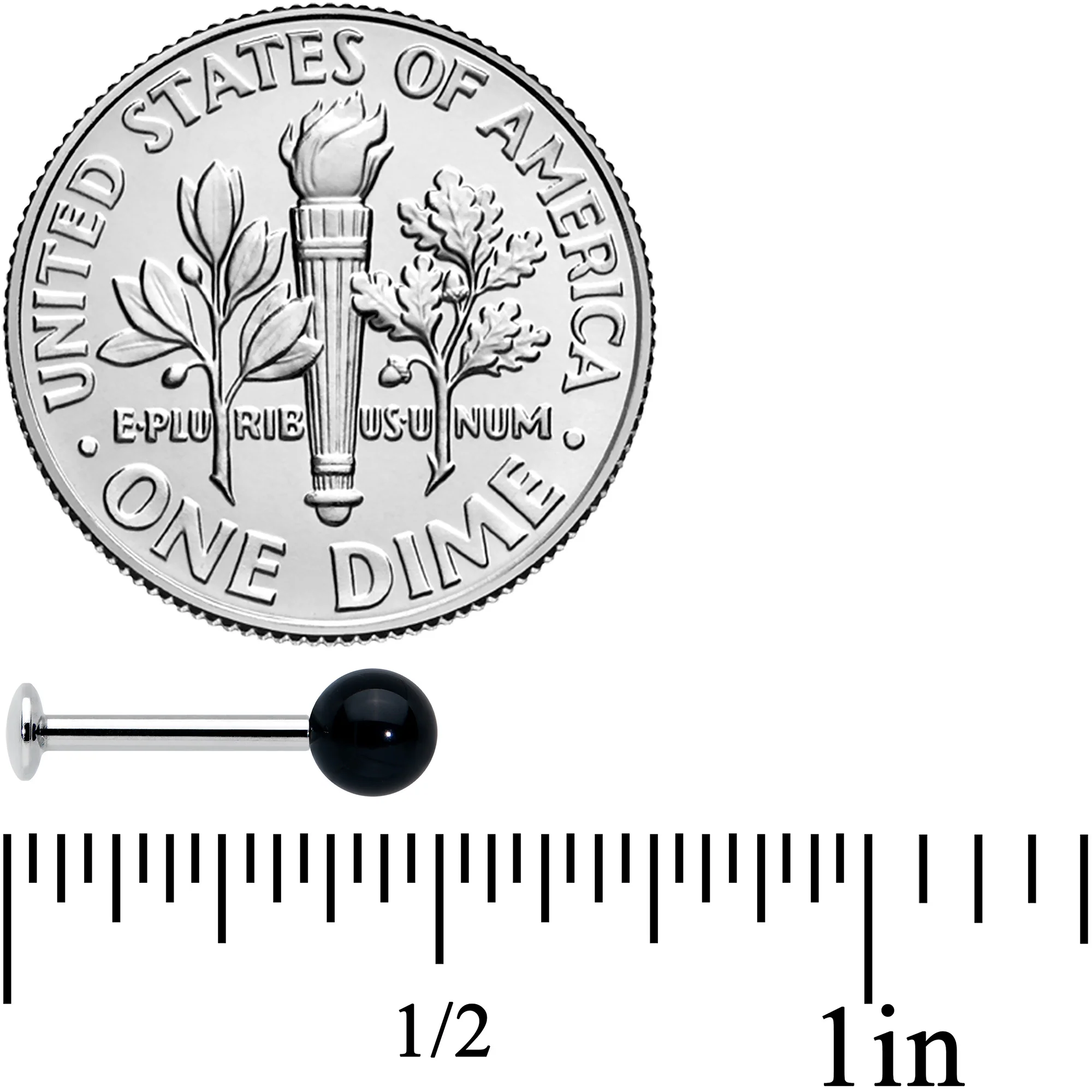 16G 5/16 Elegant Black Agate Internally Threaded Labret Tragus - Image 5