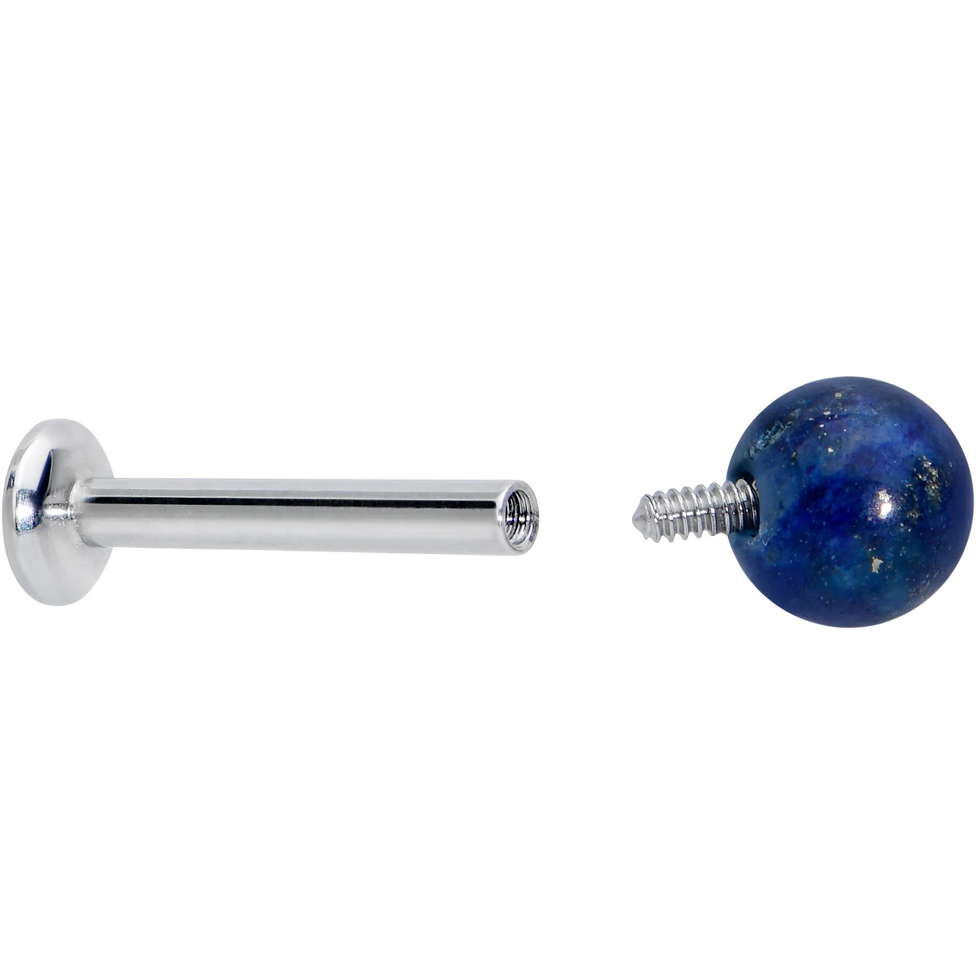 16G 5/16 Elegant Blue Agate Internally Threaded Labret Tragus - Image 4