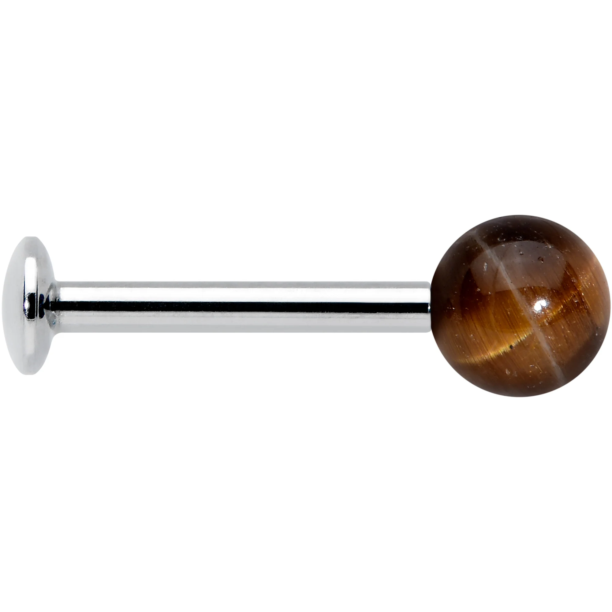 16G 5/16 Elegant Brown Tiger Eye Internal Threaded Labret Tragus - Image 3
