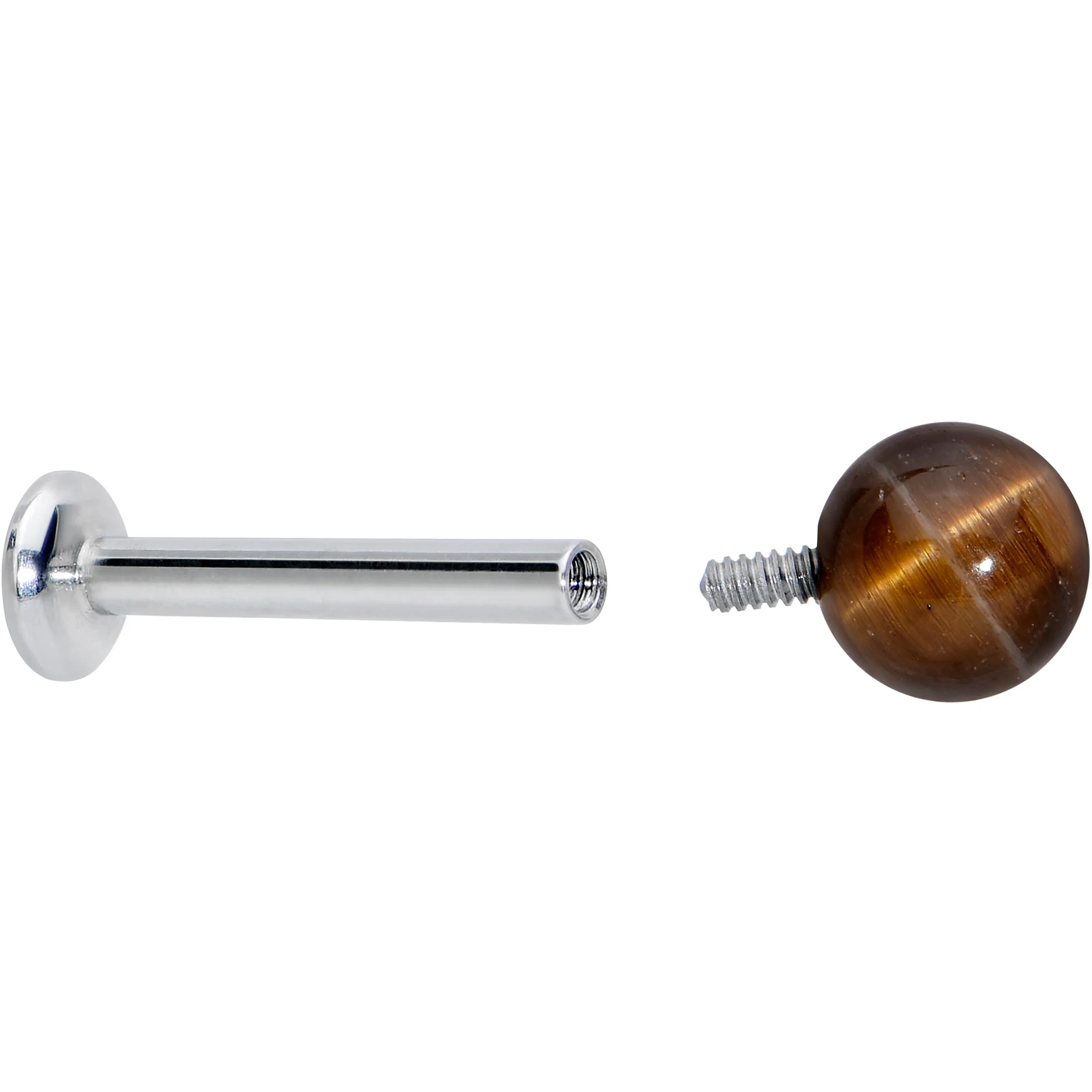 16G 5/16 Elegant Brown Tiger Eye Internal Threaded Labret Tragus - Image 4