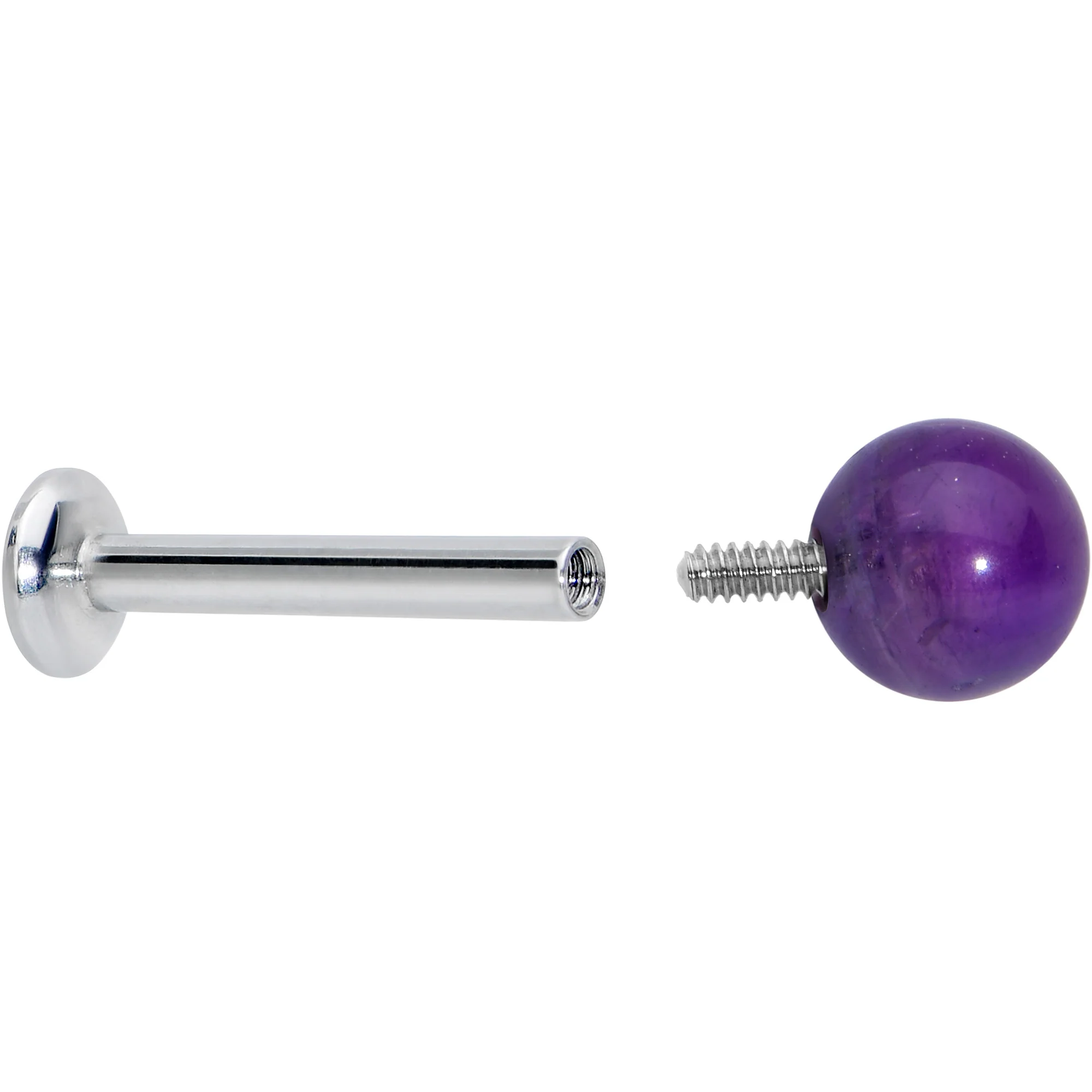 16G 5/16 Elegant Purple Amethyst Internal Threaded Labret Tragus - Image 4