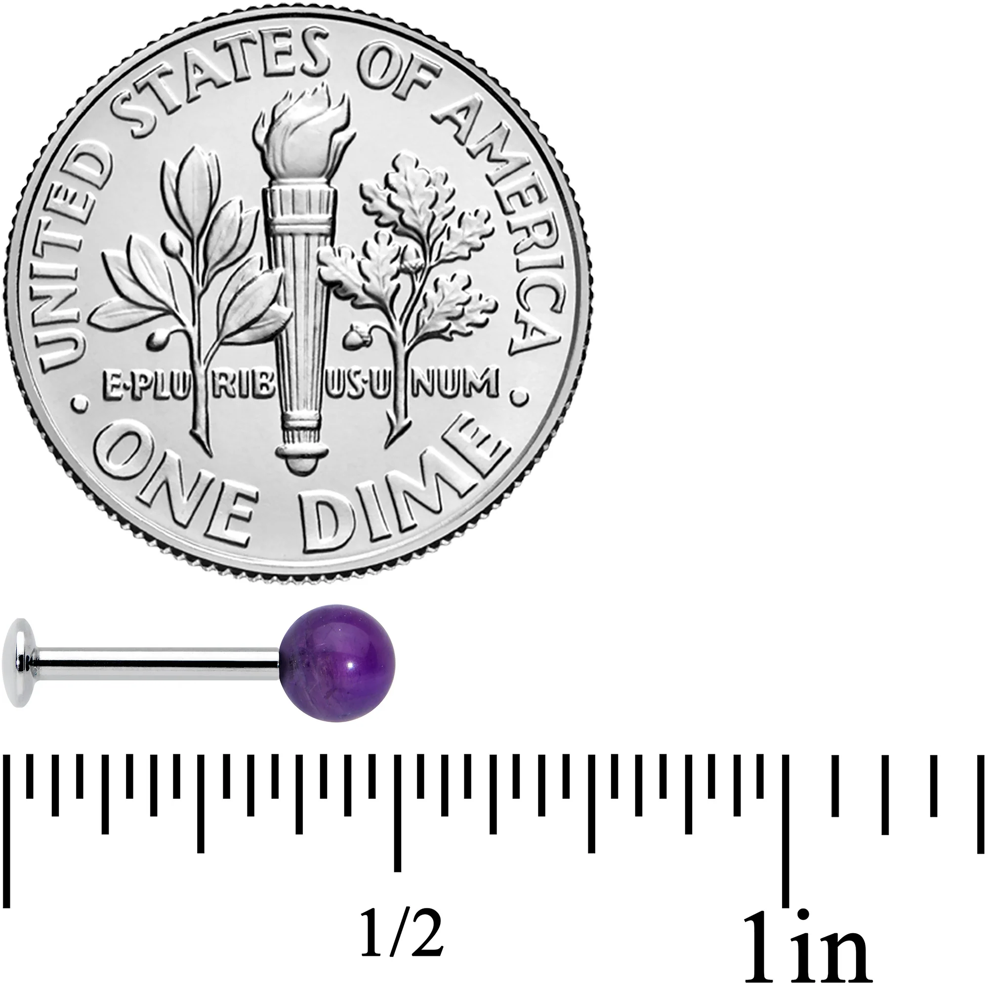 16G 5/16 Elegant Purple Amethyst Internal Threaded Labret Tragus - Image 5