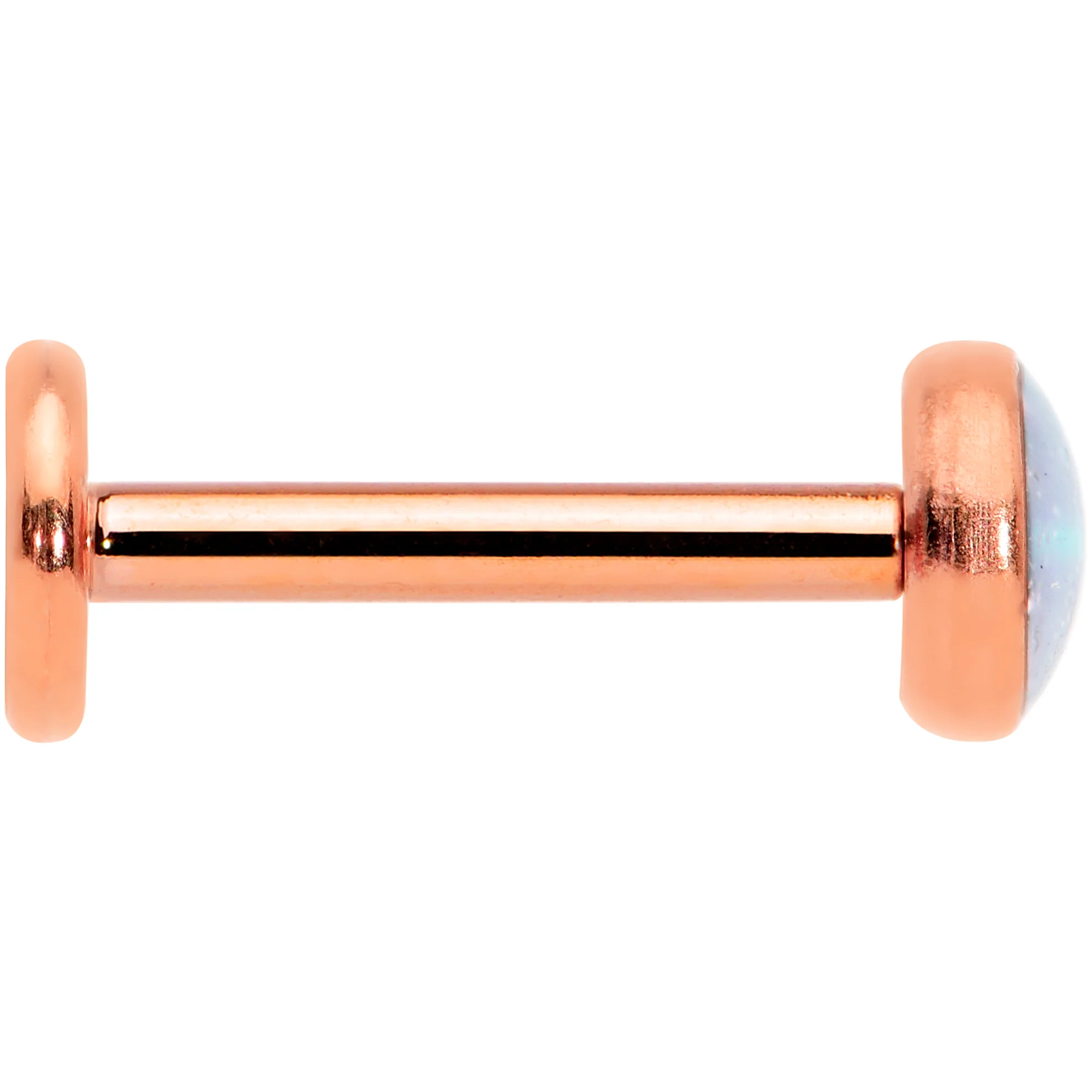16G 5/16 Faux Opal Rose Gold Tone Internal Thread Labret Tragus - Image 3