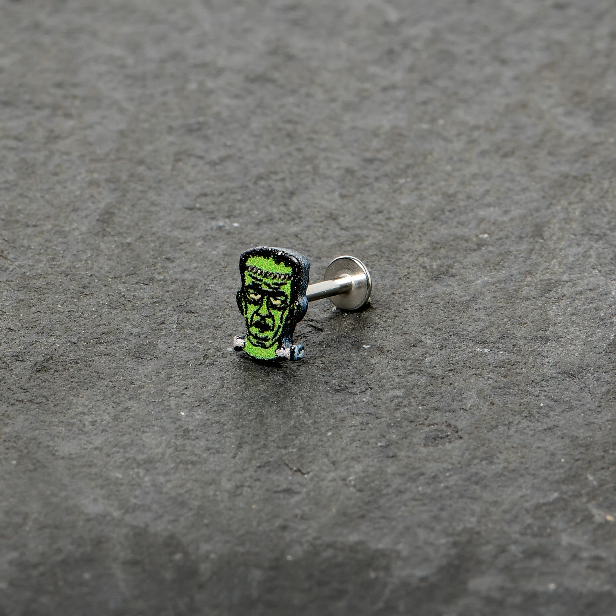 16G 5/16 Frankenstein Head Green Glow in the Dark Labret Tragus - Image 6
