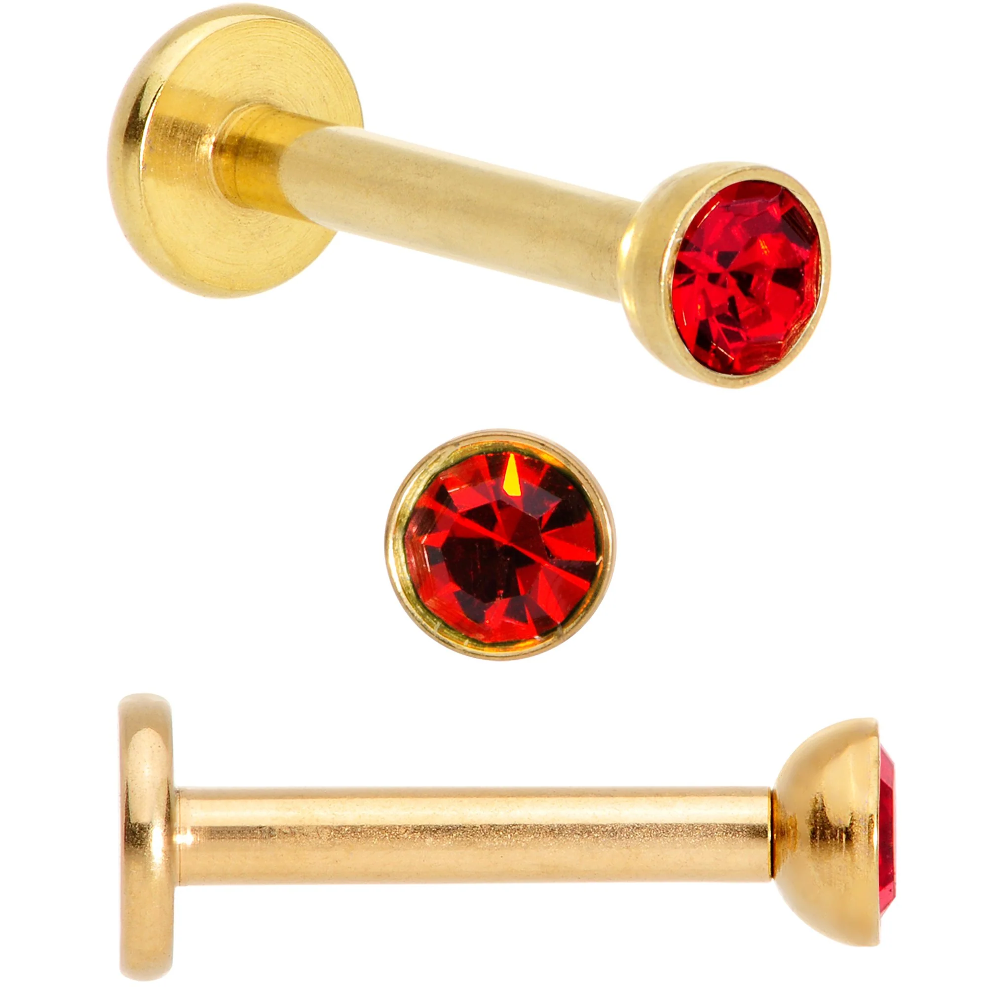 16G 5/16 Gem Gold Tone Holiday Cartilage Tragus Earring Set of 3 - Image 6