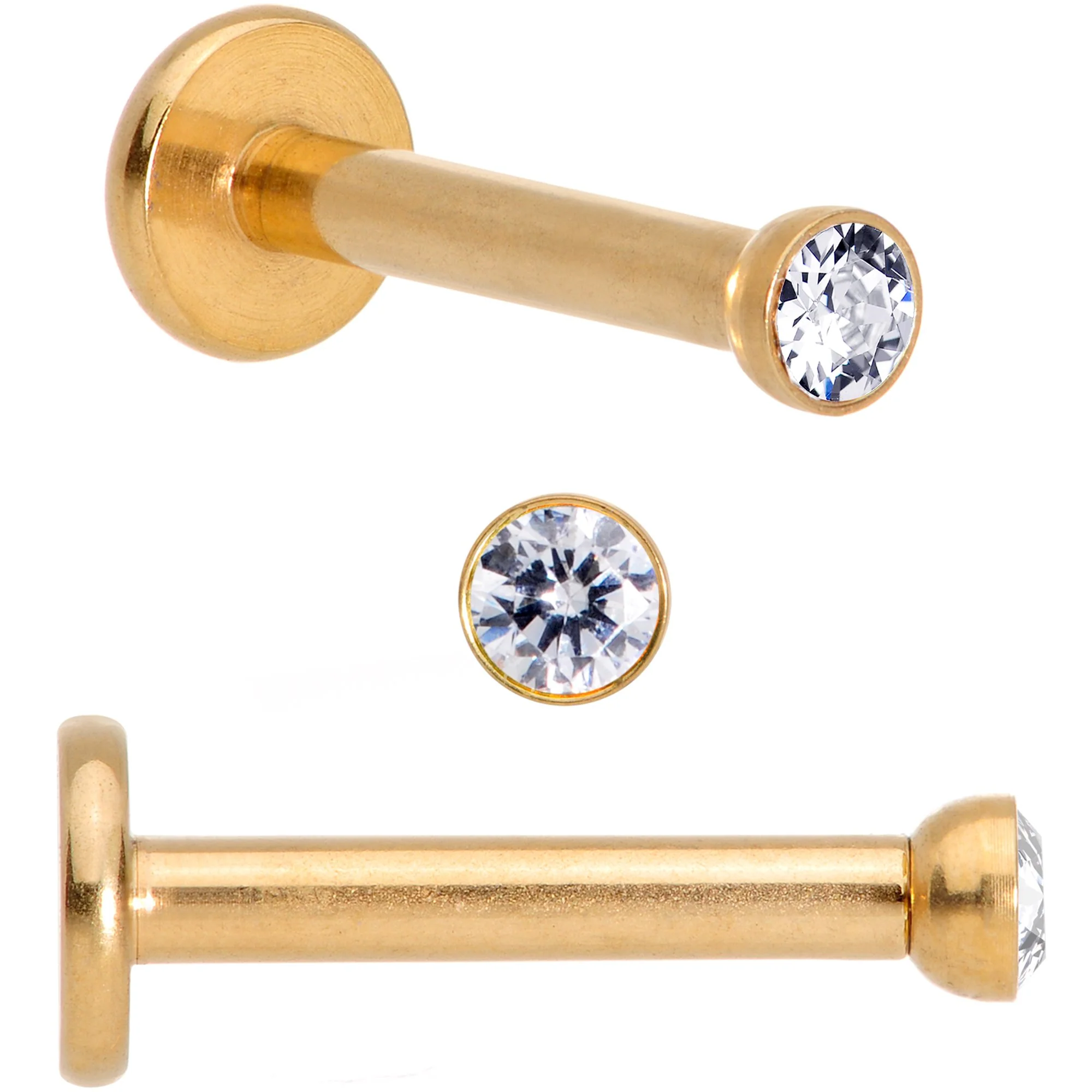 16G 5/16 Gem Gold Tone Holiday Cartilage Tragus Earring Set of 3 - Image 7