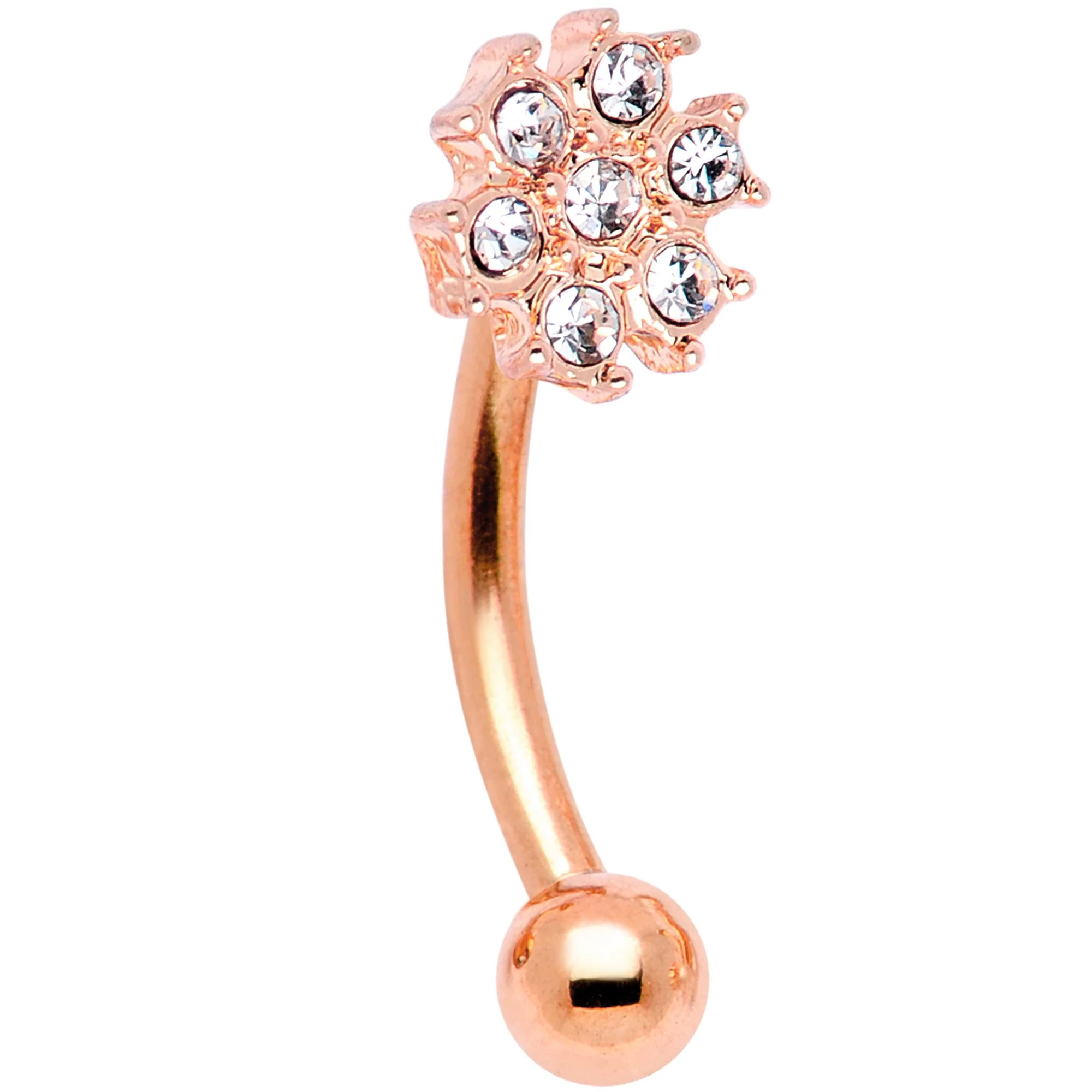 16G 5/16 Gem Rose Gold Tone Curved Eyebrow Daith Rook Set of 4 - Image 5