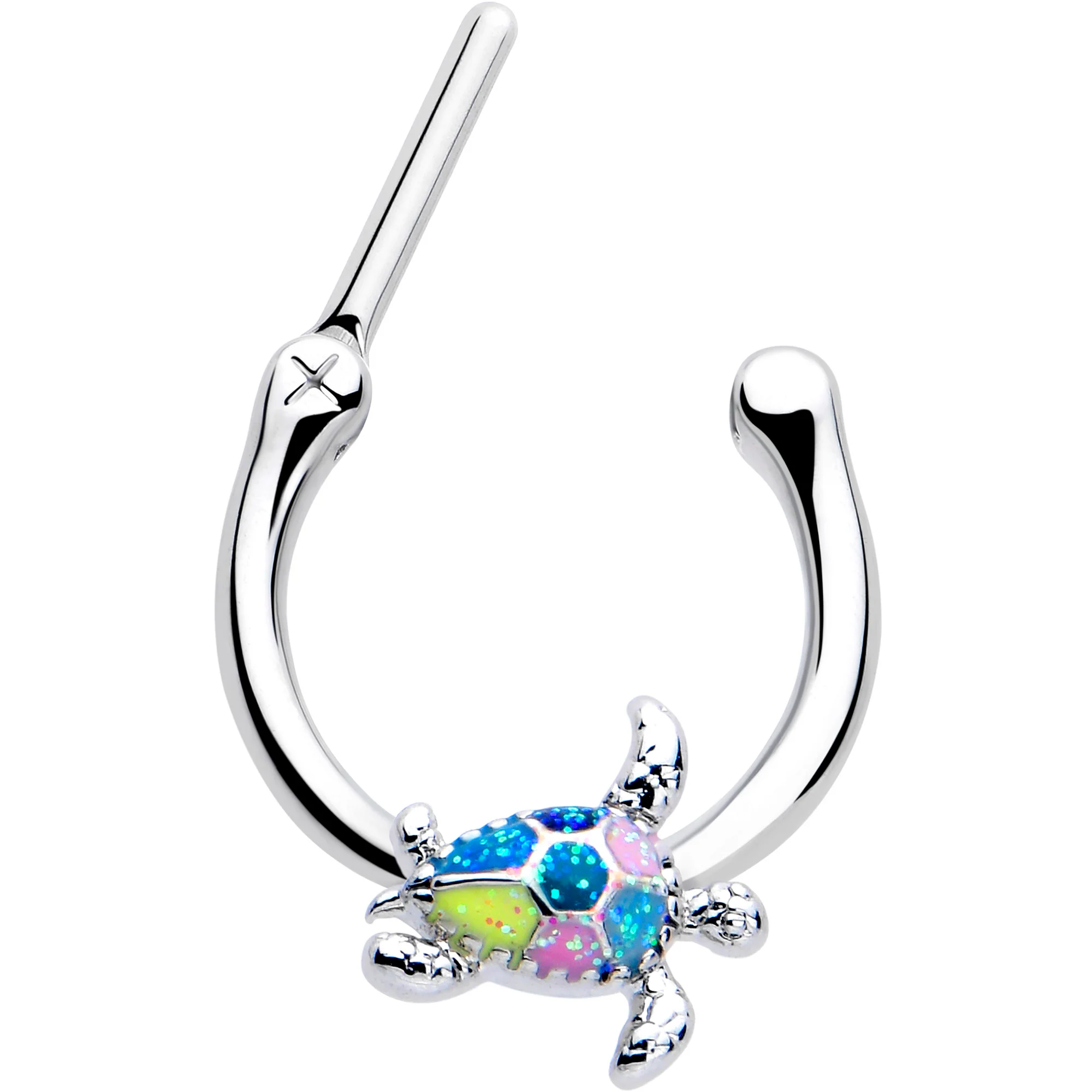 16G 5/16 Glitter Turtle Cartilage Clicker - Image 2