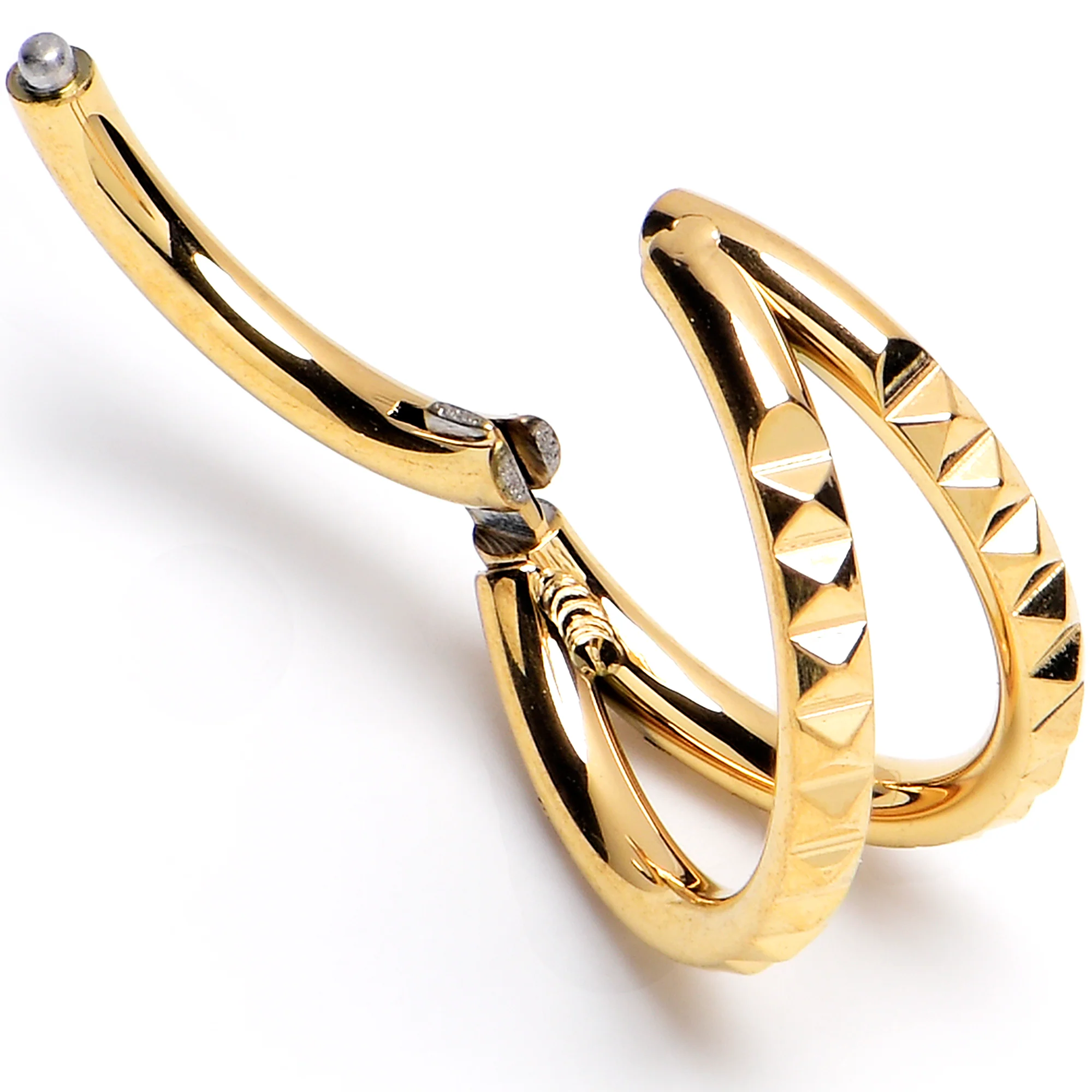 16G 5/16" Gold PVD Double Spike Precision Hinged Segment Ring - Image 2