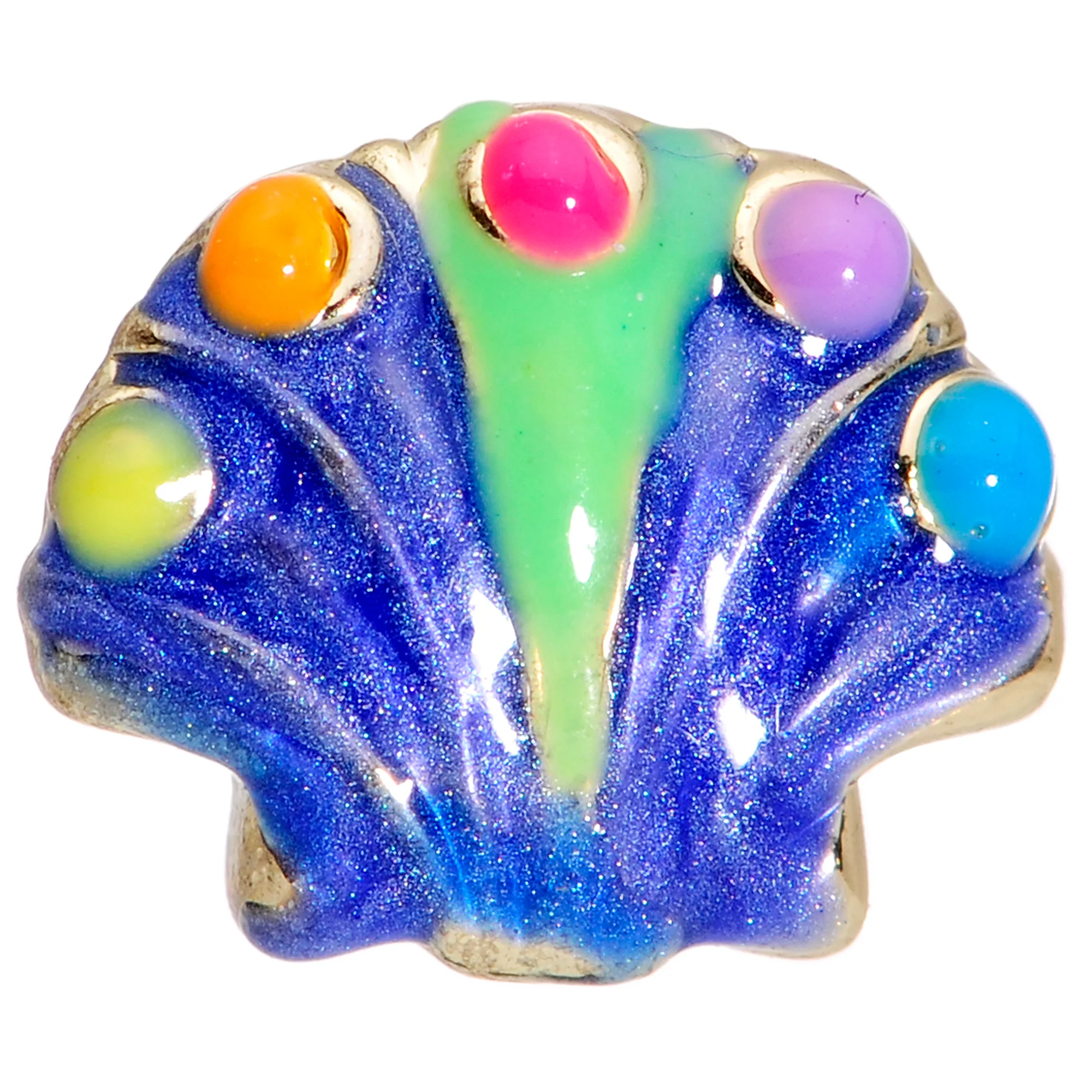16G 5/16 Gold Tone Blue Shell Labret Monroe Tragus - Image 2