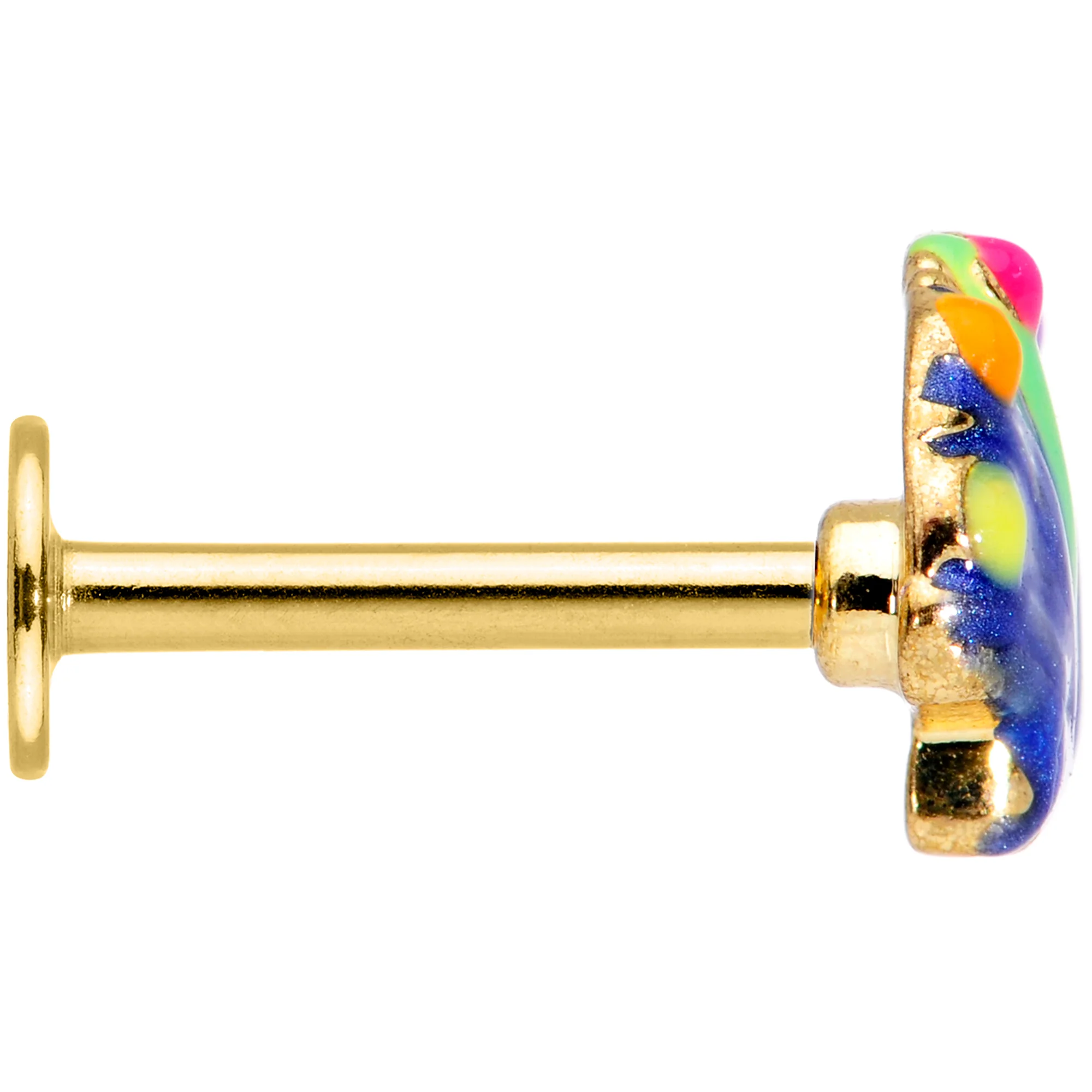 16G 5/16 Gold Tone Blue Shell Labret Monroe Tragus - Image 3