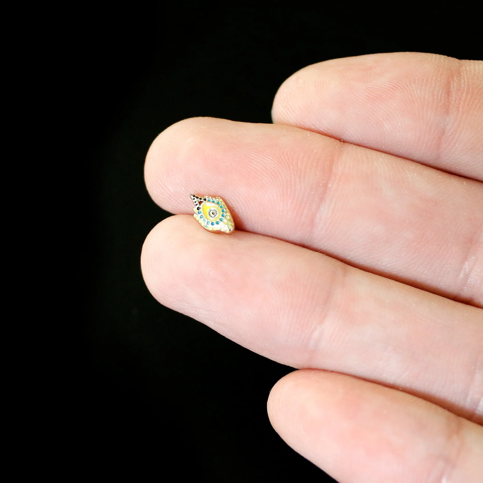 16G 5/16 Gold Tone Bold Peacock Feather Labret Monroe Tragus - Image 7