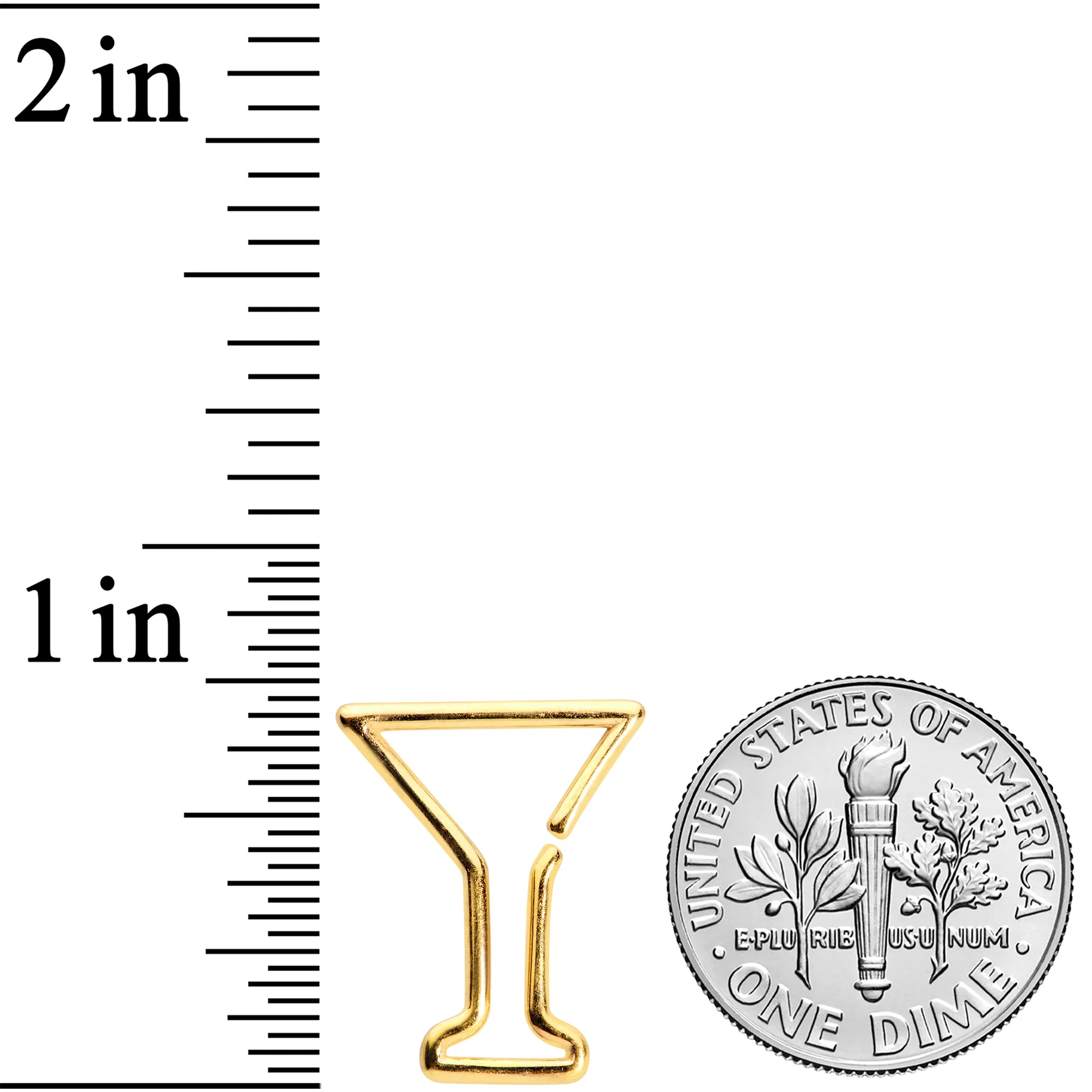 16G 5/16 Gold Tone Bottoms Up Wine Glass Closure Ring - Image 2