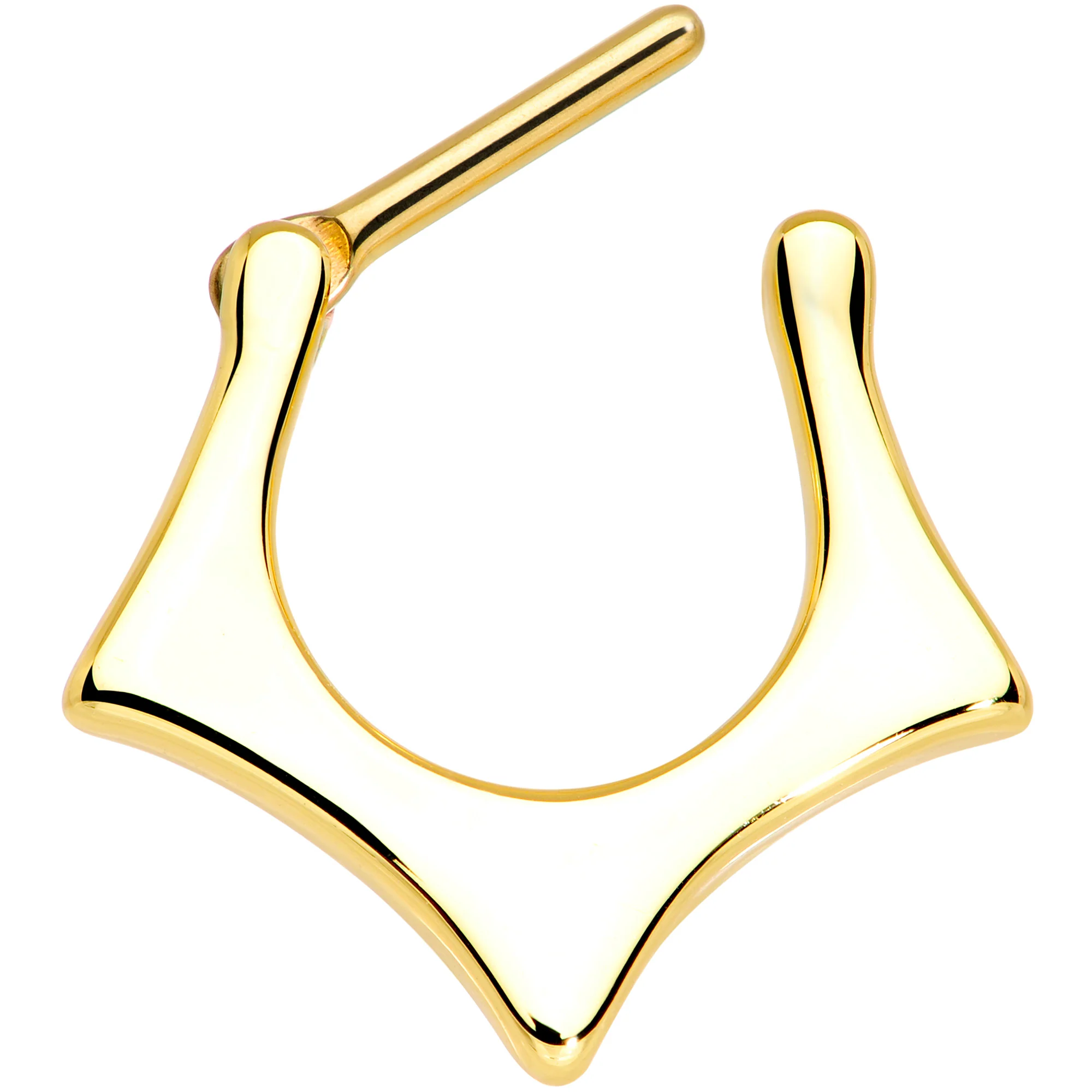 16G 5/16 Gold Tone Dramatically Structured Septum Clicker - Image 3