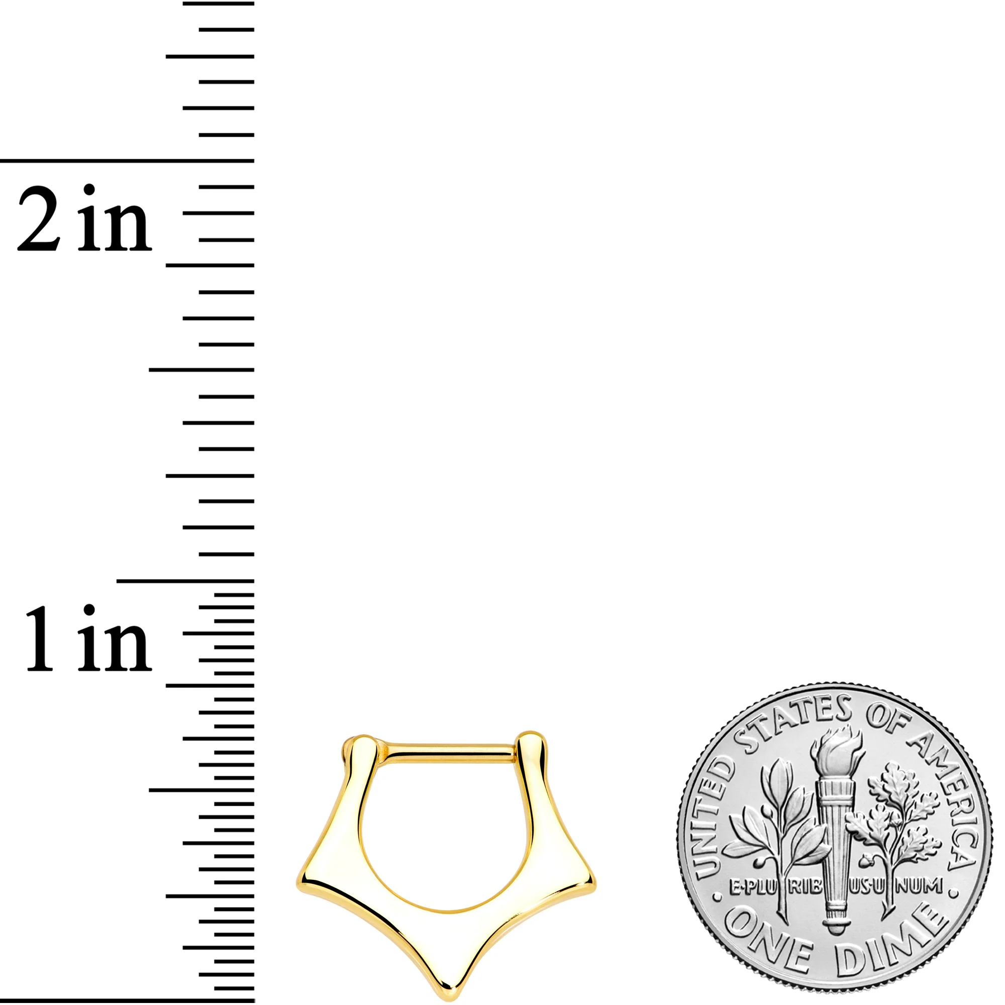 16G 5/16 Gold Tone Dramatically Structured Septum Clicker - Image 4