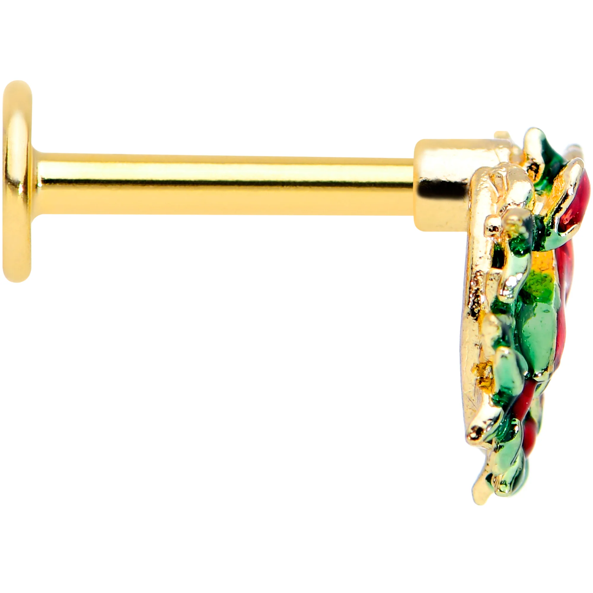 16G 5/16 Gold Tone Festive Wreath Bow Christmas Labret Tragus - Image 3