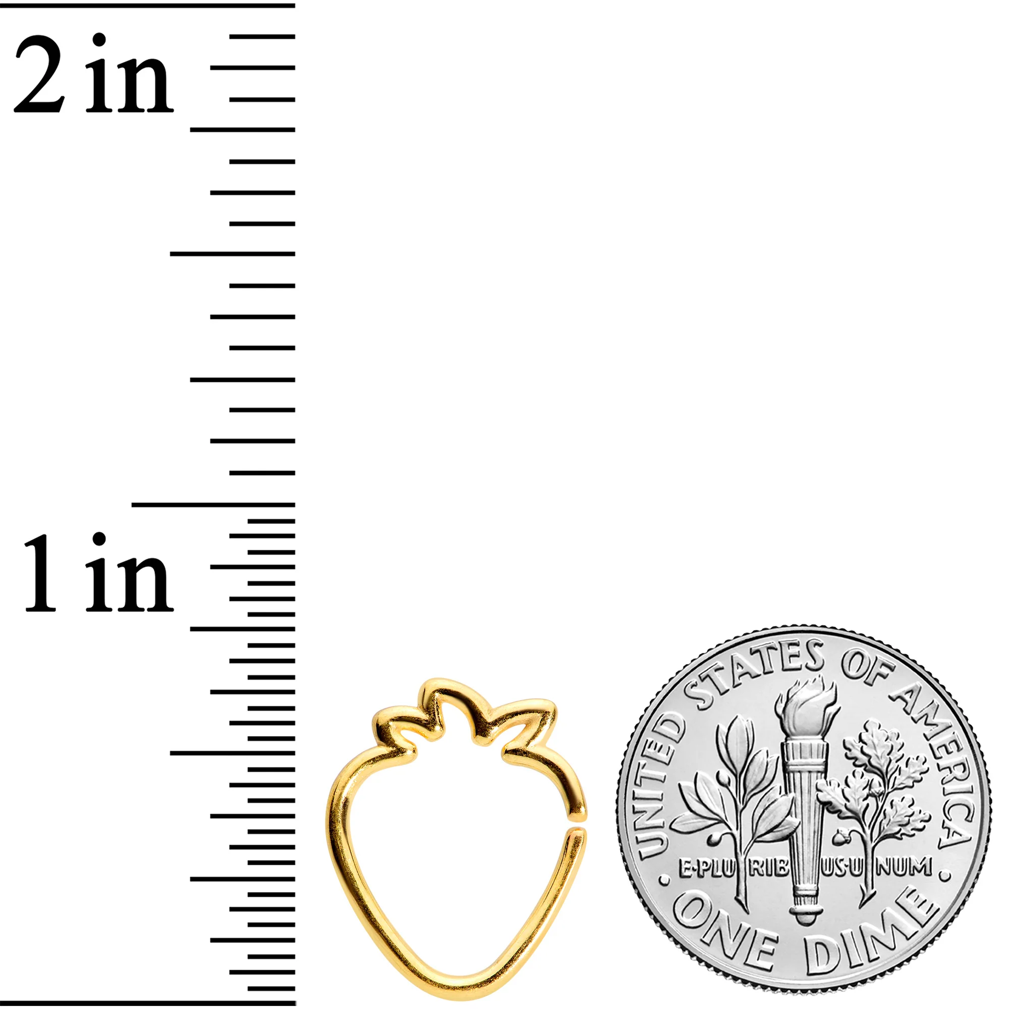 16G 5/16 Gold Tone Fruit Strawberry Closure Ring - Image 2