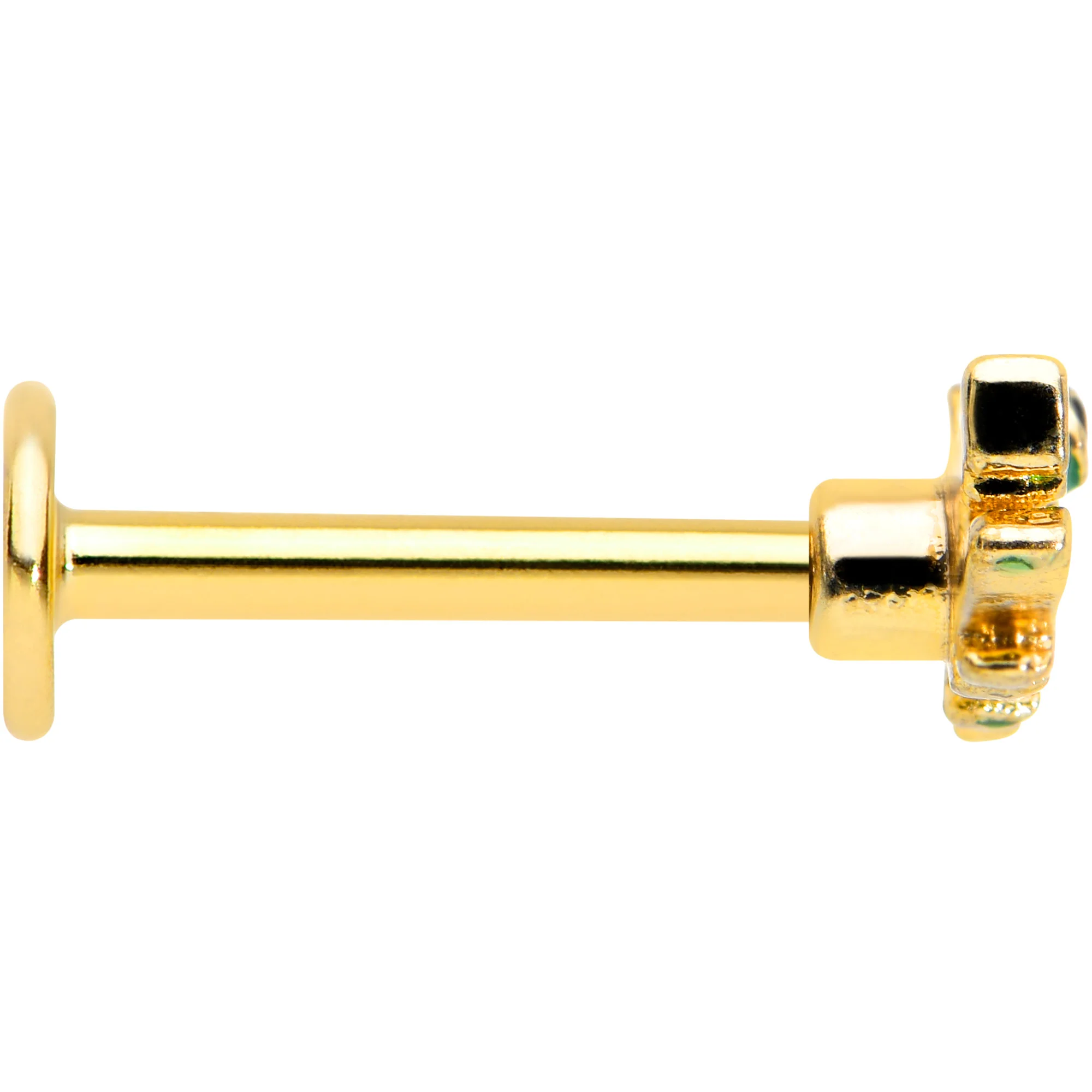 16G 5/16 Gold Tone Green Hungry Alligator Labret Monroe Tragus - Image 3