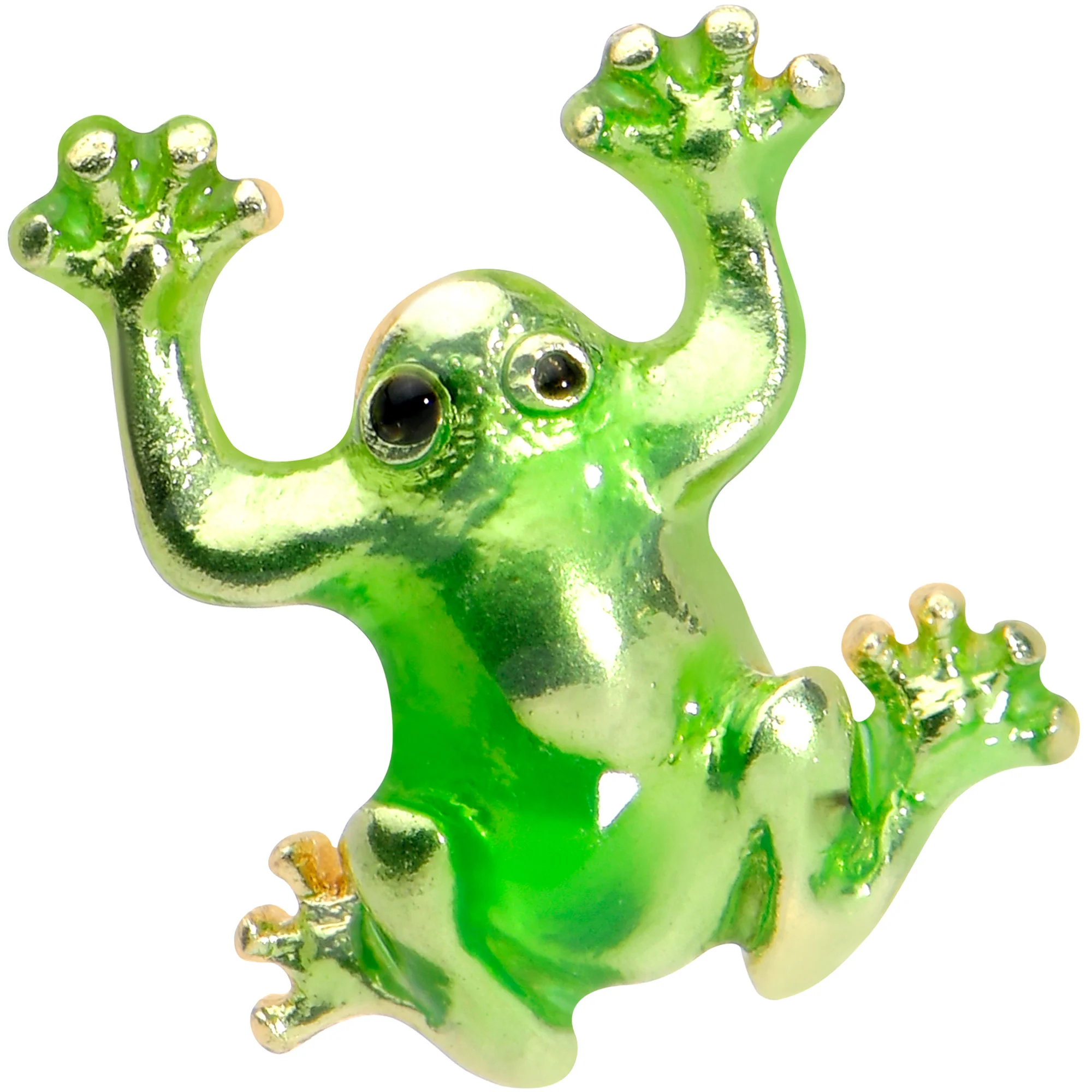 16G 5/16 Gold Tone Green Tree Frog Labret Monroe Tragus - Image 2