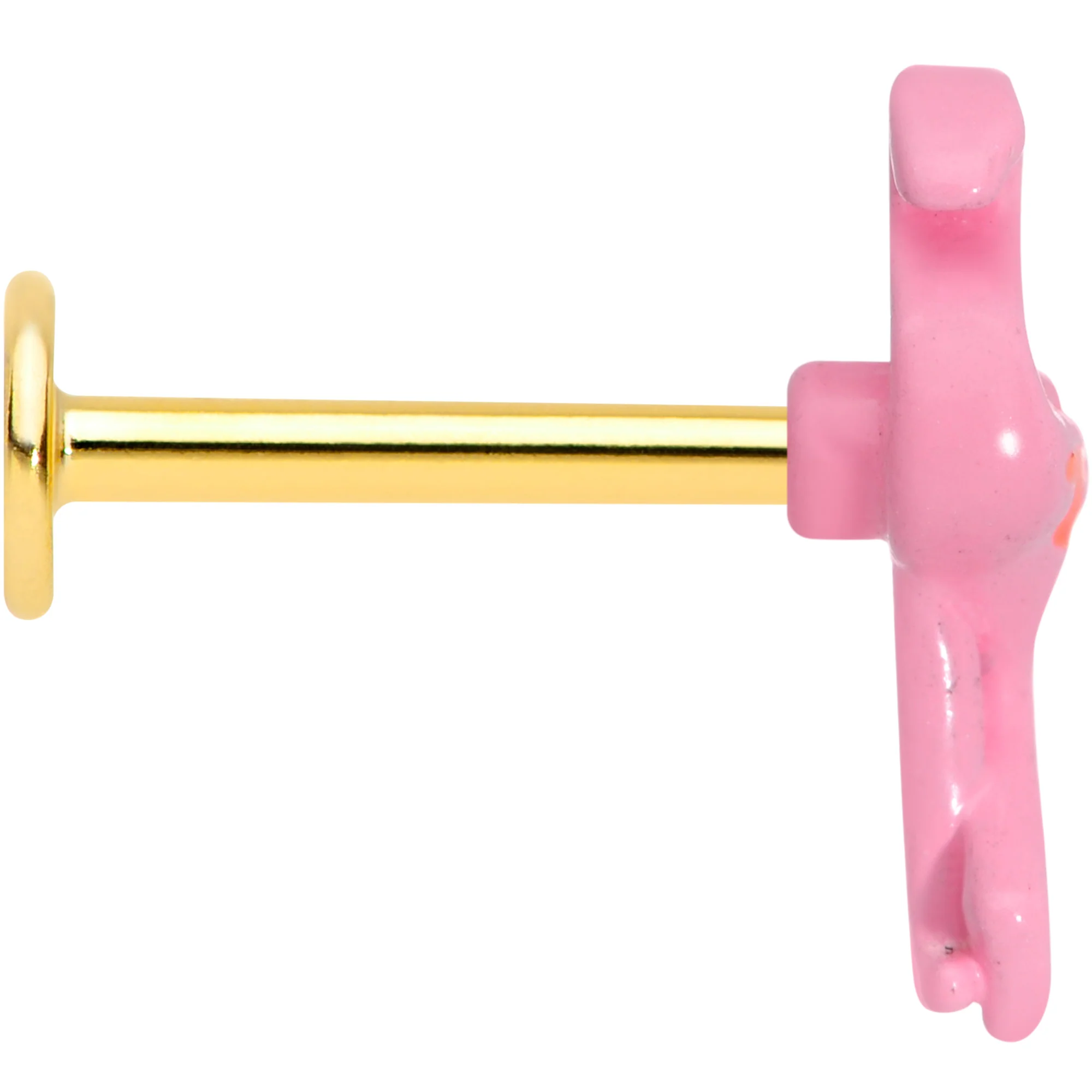 16G 5/16 Gold Tone Pink Flamingo Labret Monroe Tragus - Image 3