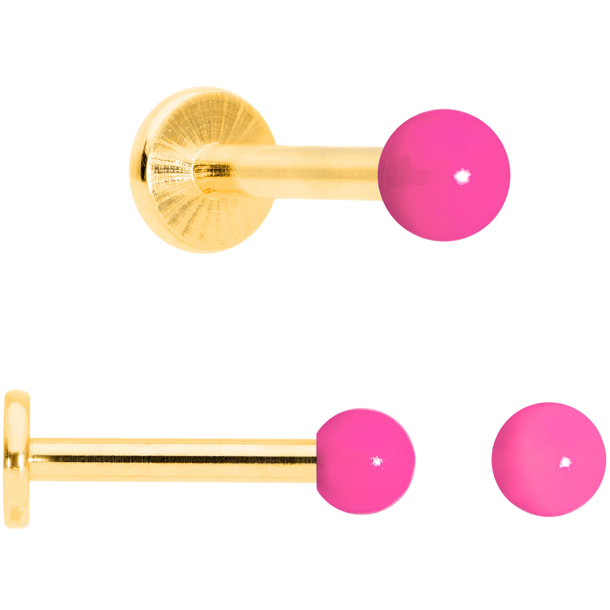 16G 5/16 Gold Tone Pink Glow Star Heart Labret Set of 3 - Image 5