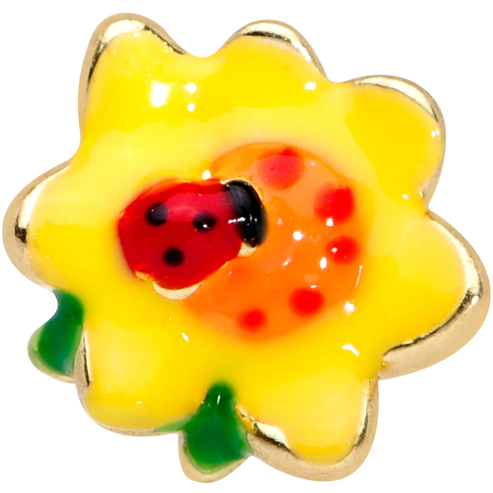 16G 5/16 Gold Tone Sunny Flower Ladybug Labret Monroe Tragus - Image 2
