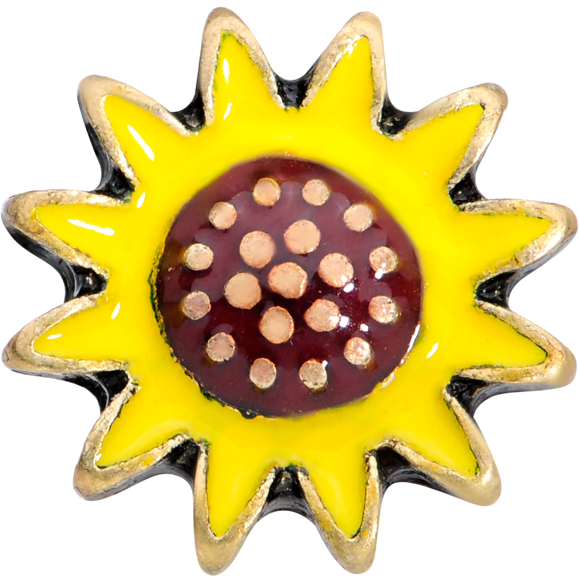 16G 5/16 Gold Tone Sunny Sunflower Labret Monroe Tragus - Image 2