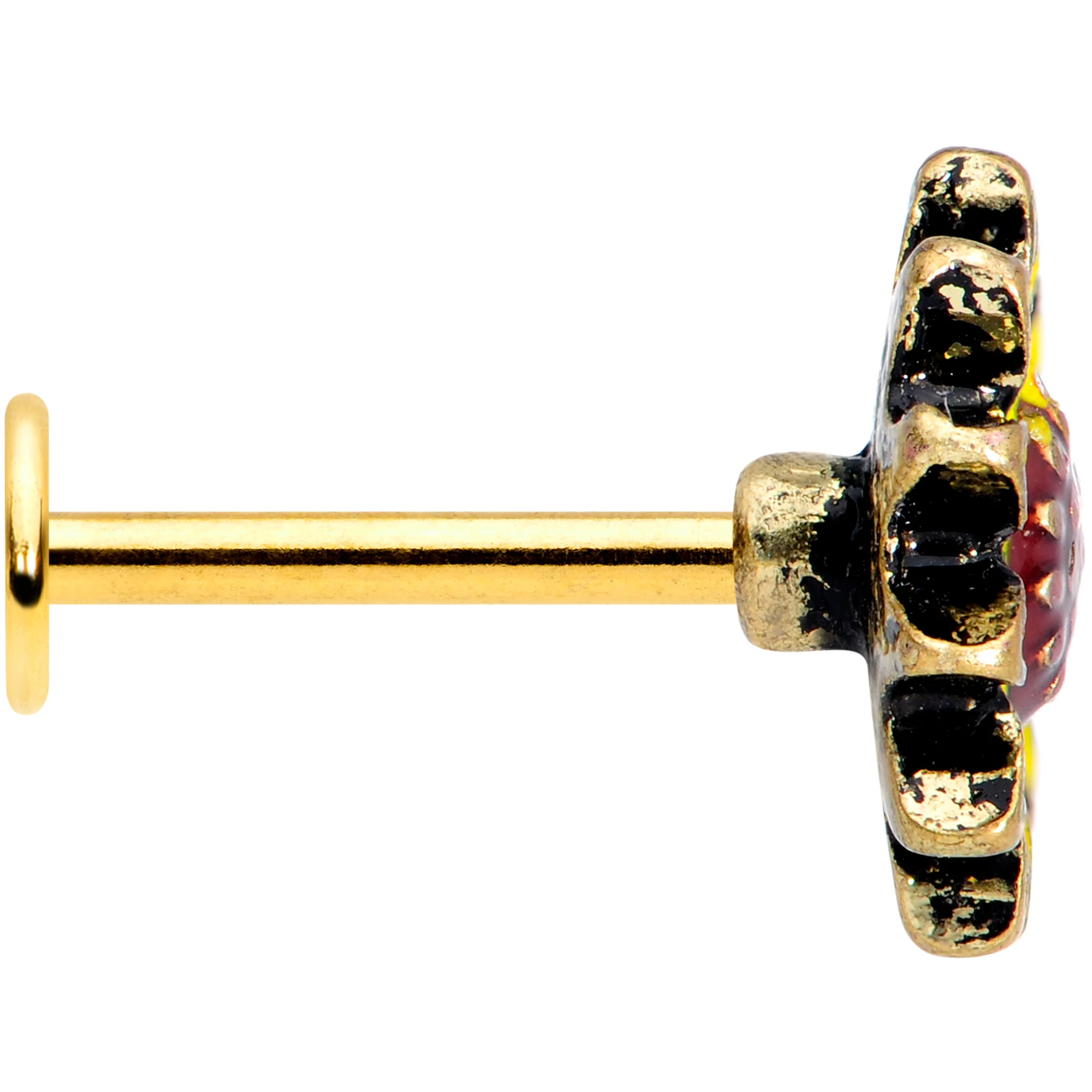 16G 5/16 Gold Tone Sunny Sunflower Labret Monroe Tragus - Image 3