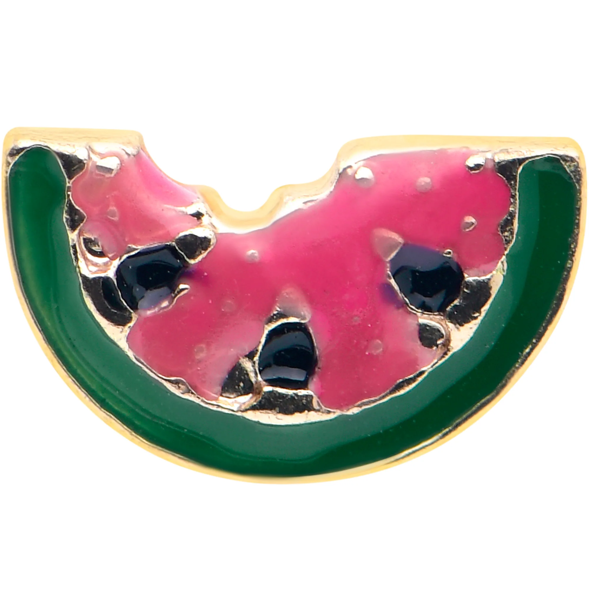 16G 5/16 Gold Tone Watermelon Bite Labret Monroe Tragus - Image 2