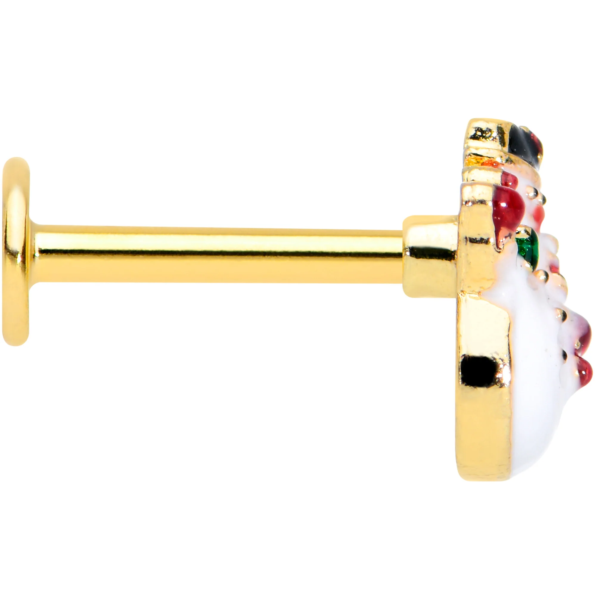 16G 5/16 Gold Tone Waving Snowman Christmas Labret Monroe Tragus - Image 3