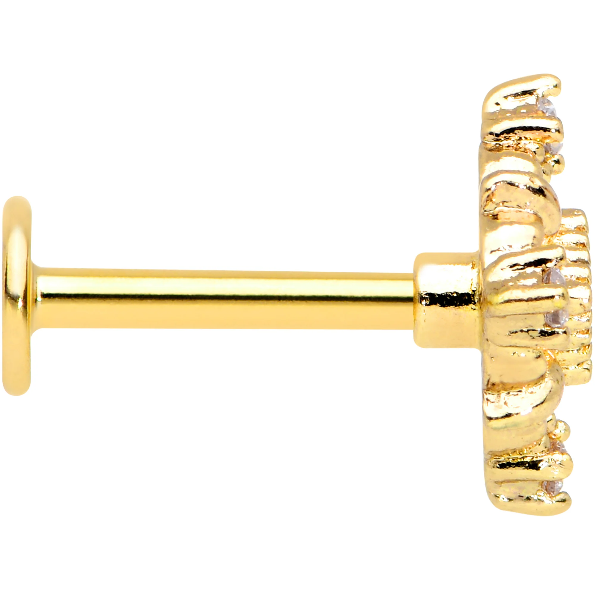 16G 5/16 Green Gem Gold Tone Noble Square Labret Monroe Tragus - Image 3