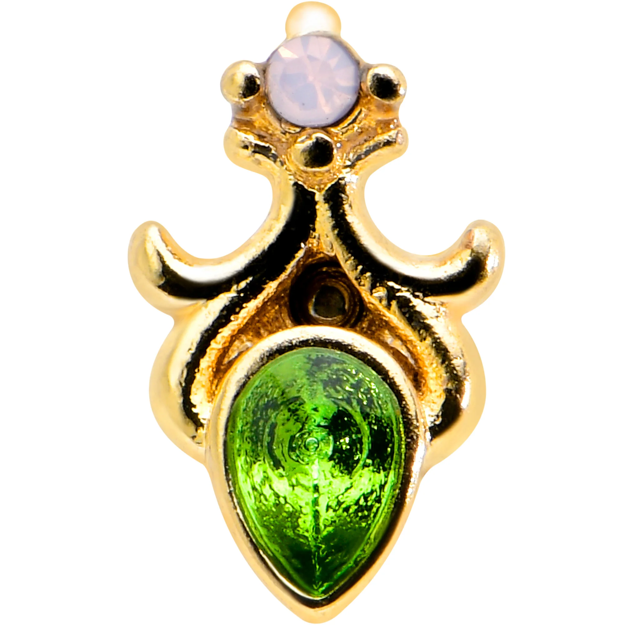 16G 5/16 Green Gem Gold Tone Shades of Spring Labret Monroe Tragus - Image 2