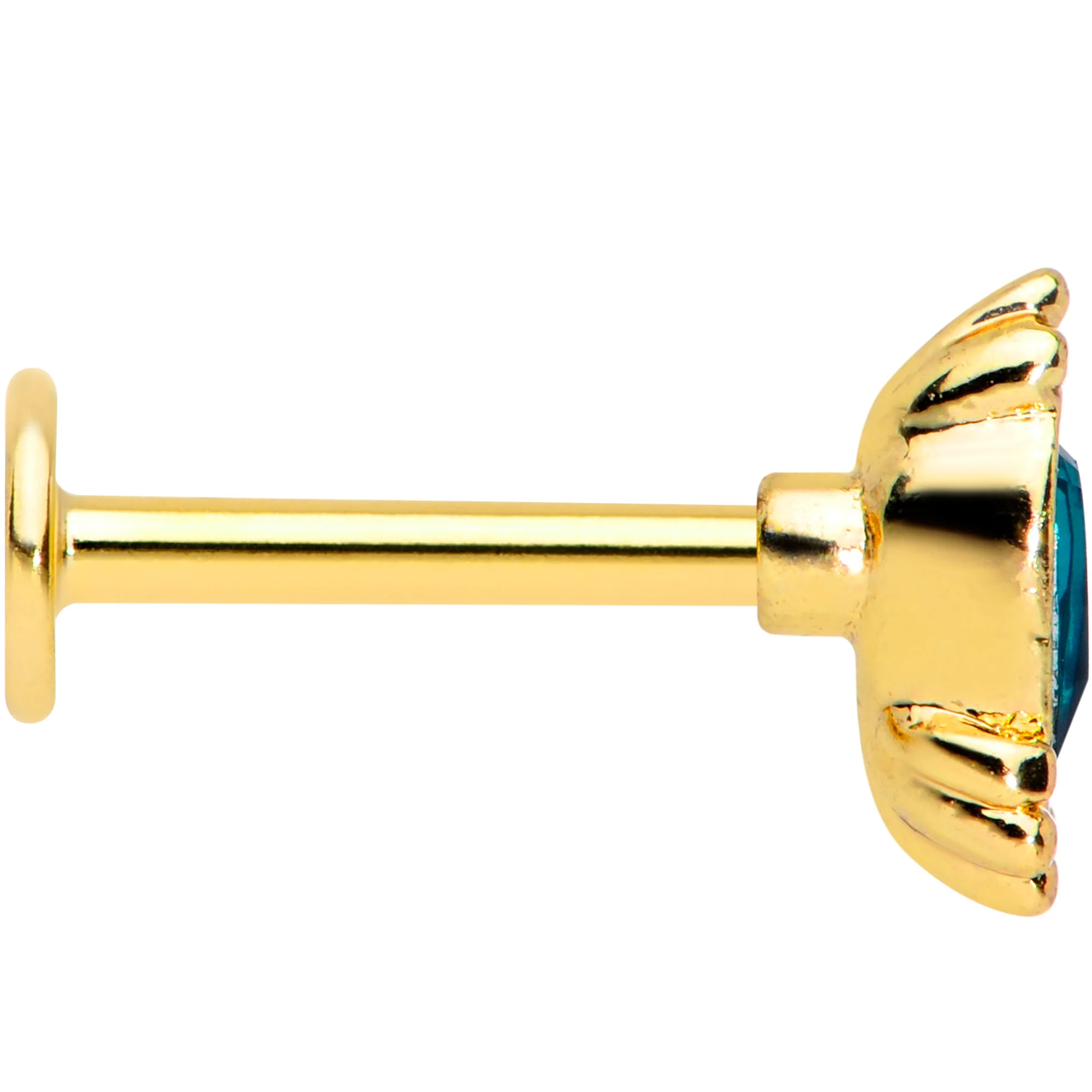 16G 5/16 Green Gem Gold Tone Teardrop Labret Monroe Tragus - Image 3
