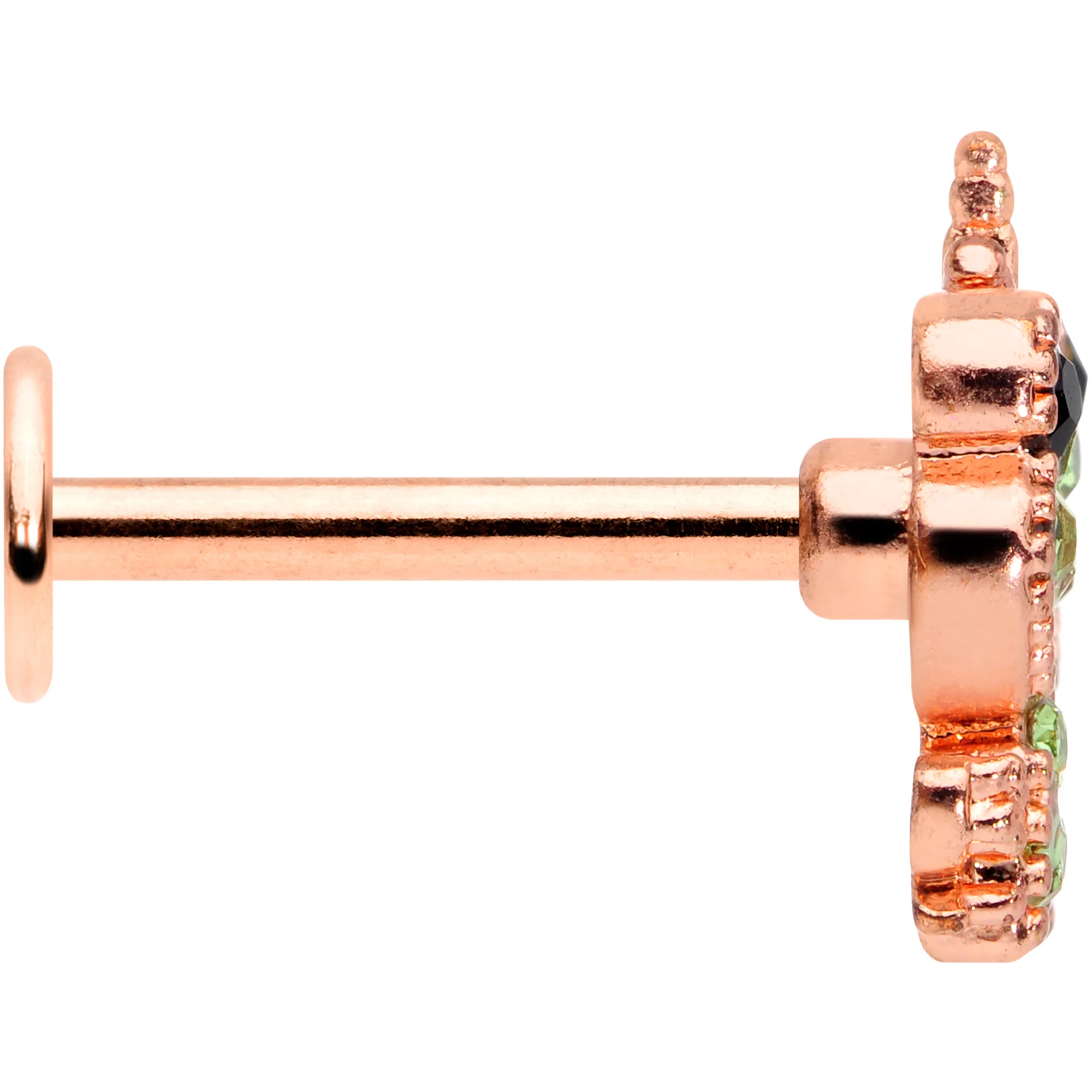 16G 5/16 Green Gem Rose Gold Tone Royal Frog Labret Monroe Tragus - Image 3