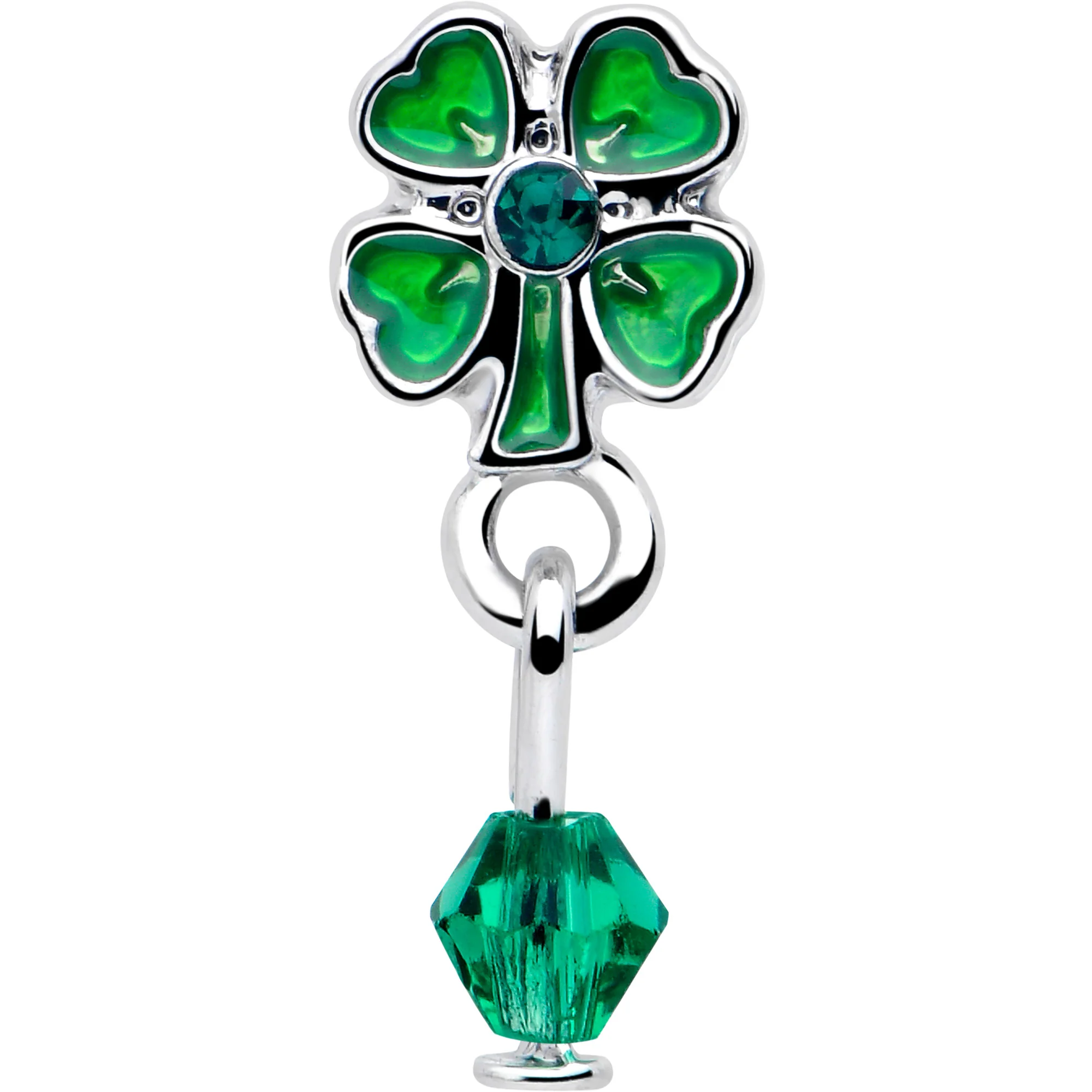 16G 5/16 Green Gem Shamrock Glam St Patricks Dangle Labret Tragus - Image 3