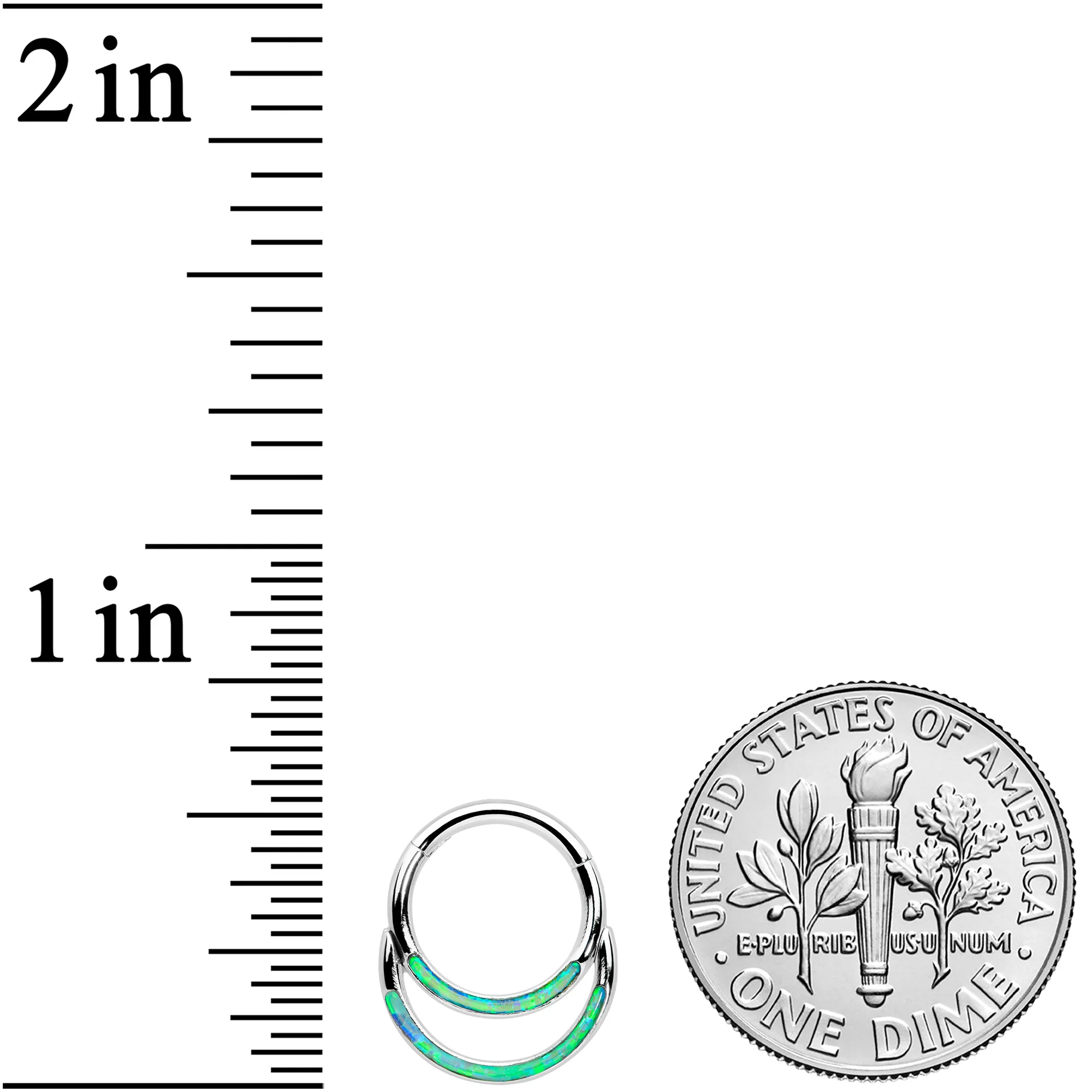 16G 5/16 Green Synthetic Opal Double Row Hinged Segment Ring - Image 3