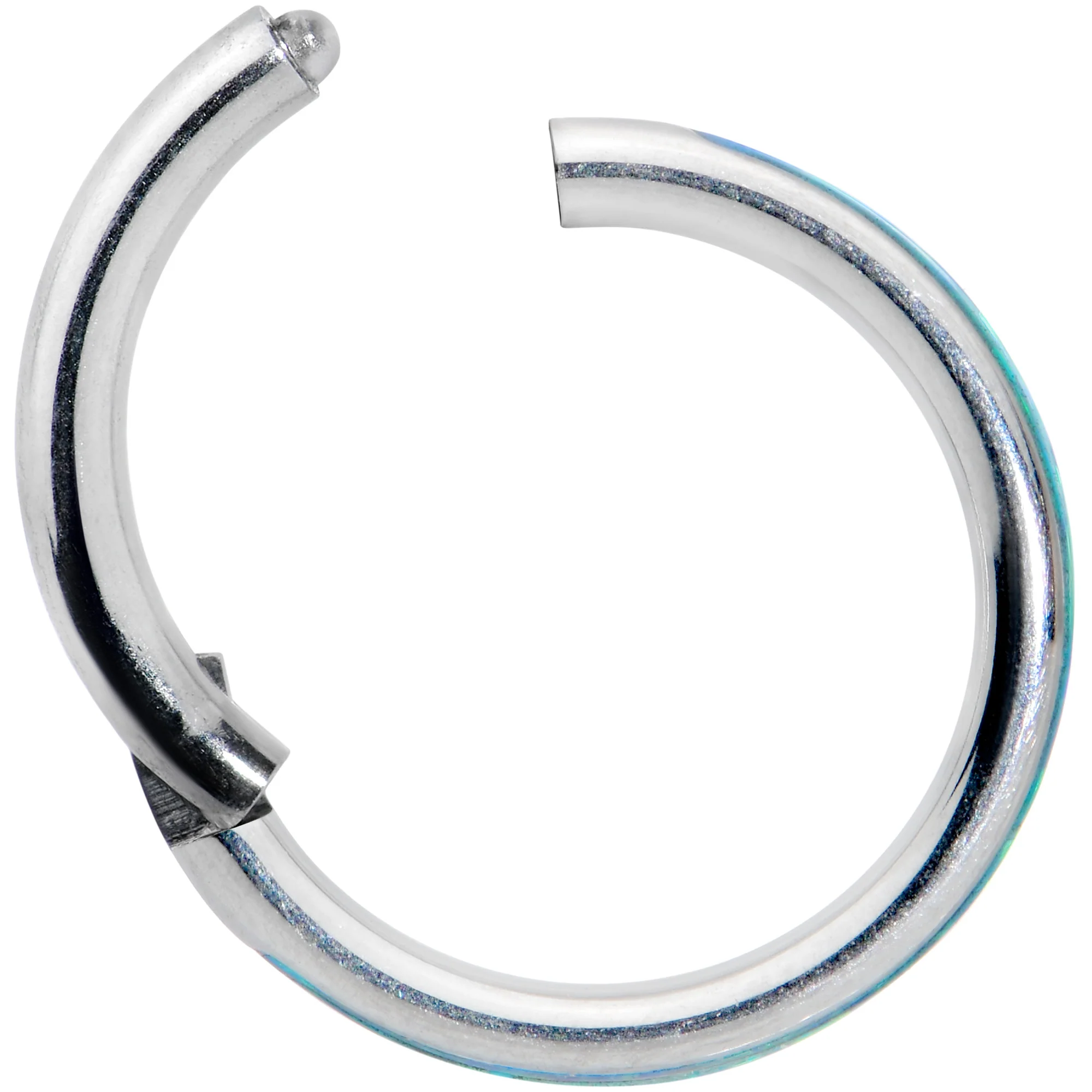 16G 5/16 Green Synthetic Opal Forward Facing Hinged Segment Ring - Image 4
